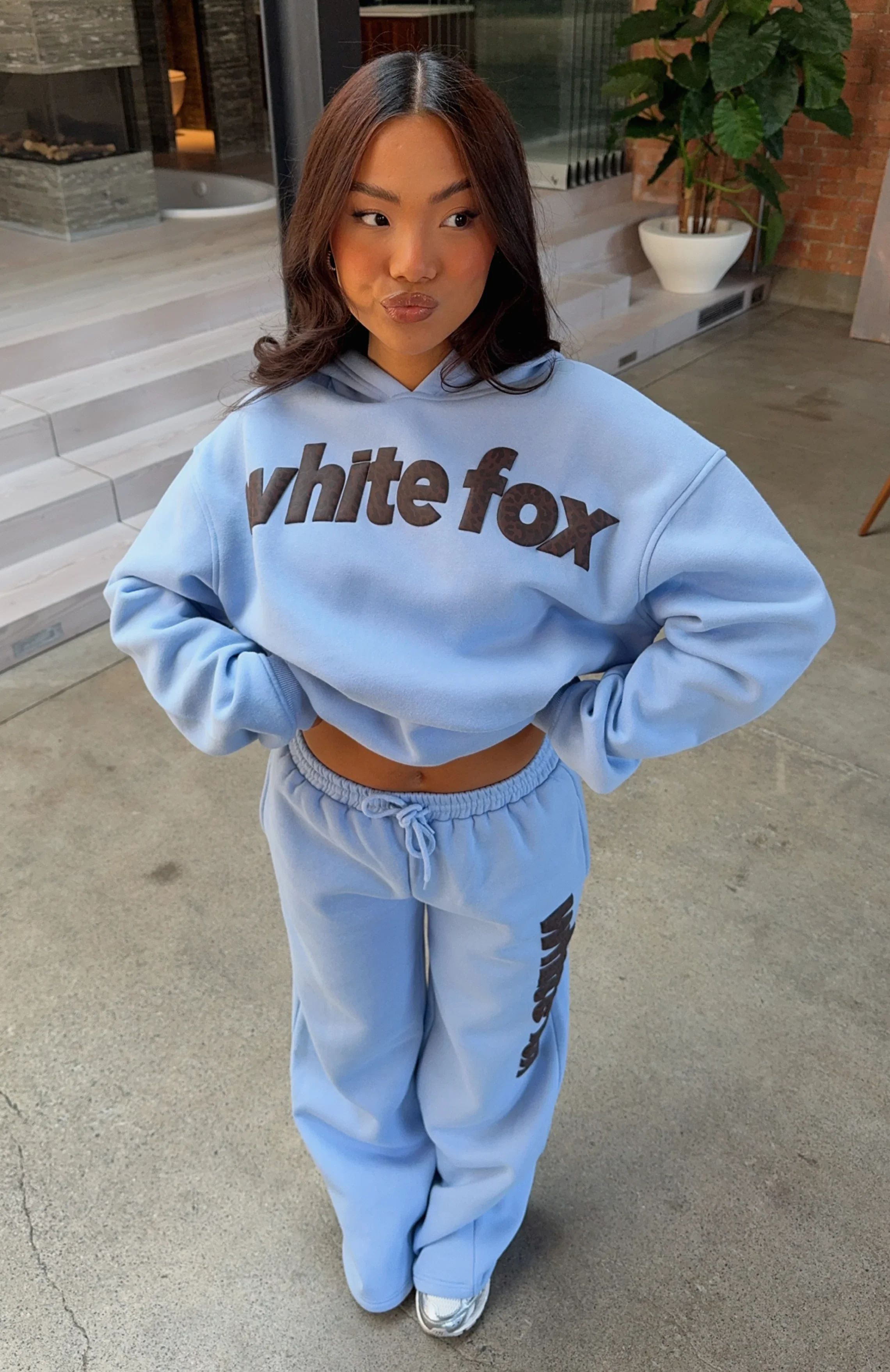 From The Archives Allora Wide Leg Sweatpants Blue - luluinthesky