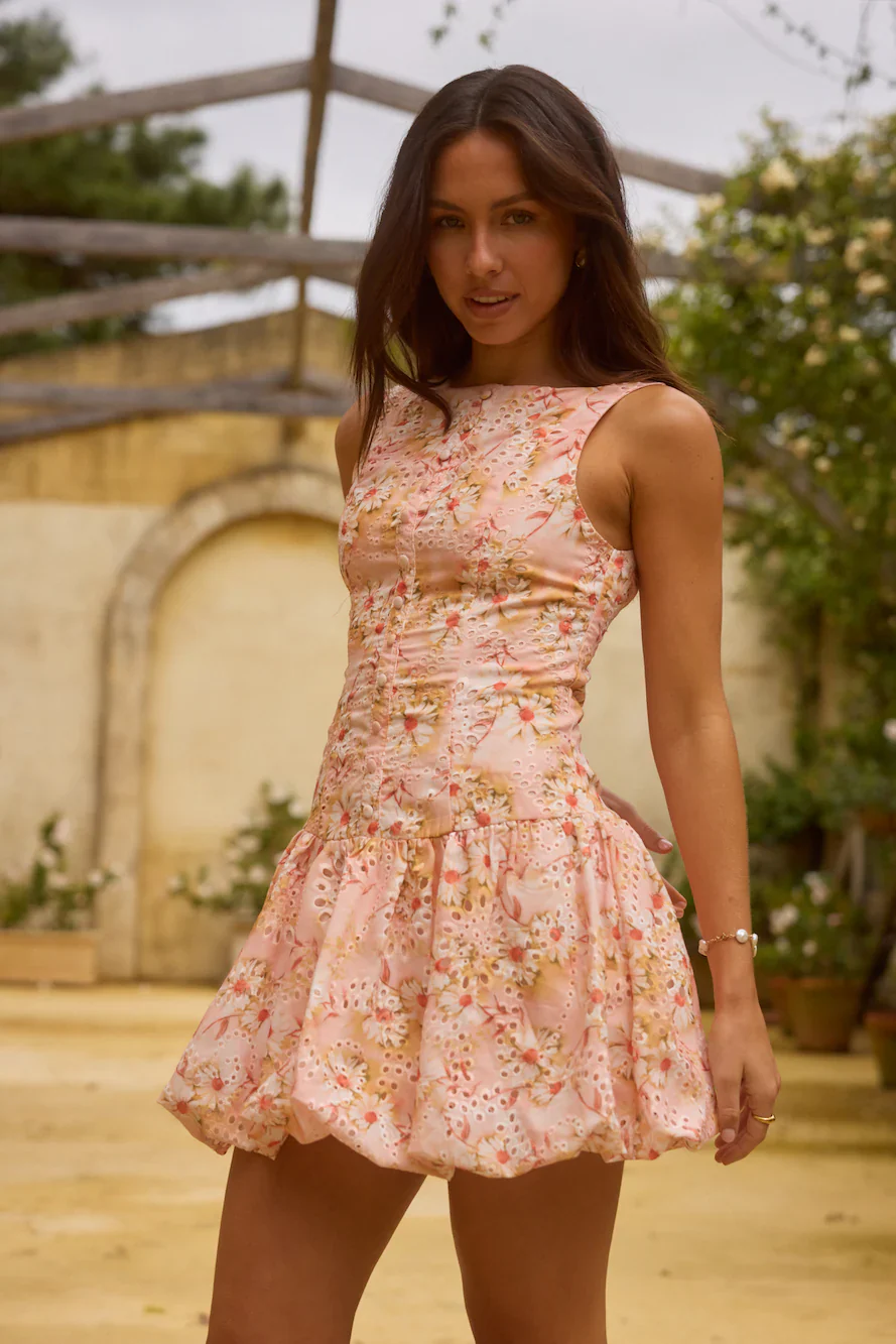 Heavenly Drift Floral Mini Dress Pink - luluinthesky