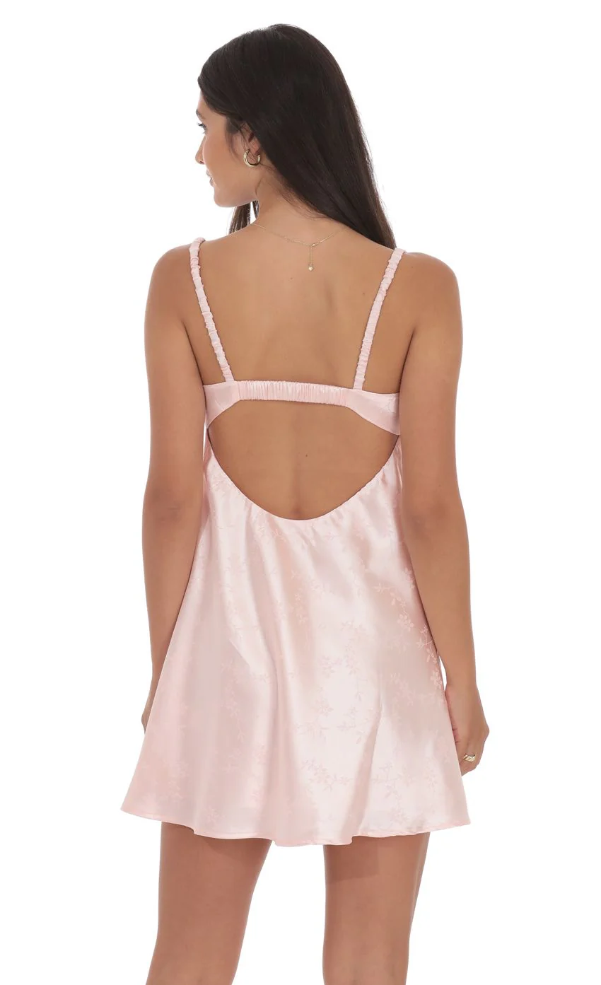 Jacquard Babydoll Dress in Baby Pink - luluinthesky