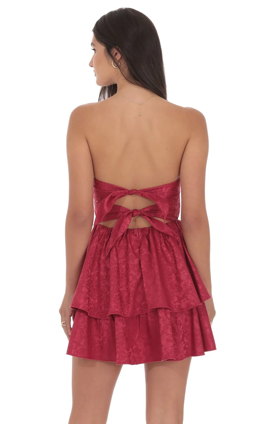 Jacquard Corset A-line Dress in Rose - luluinthesky