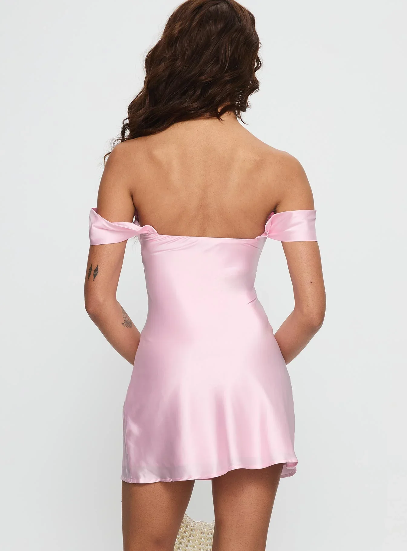 Zabbarra Off The Shoulder Mini Dress Light Pink - luluinthesky