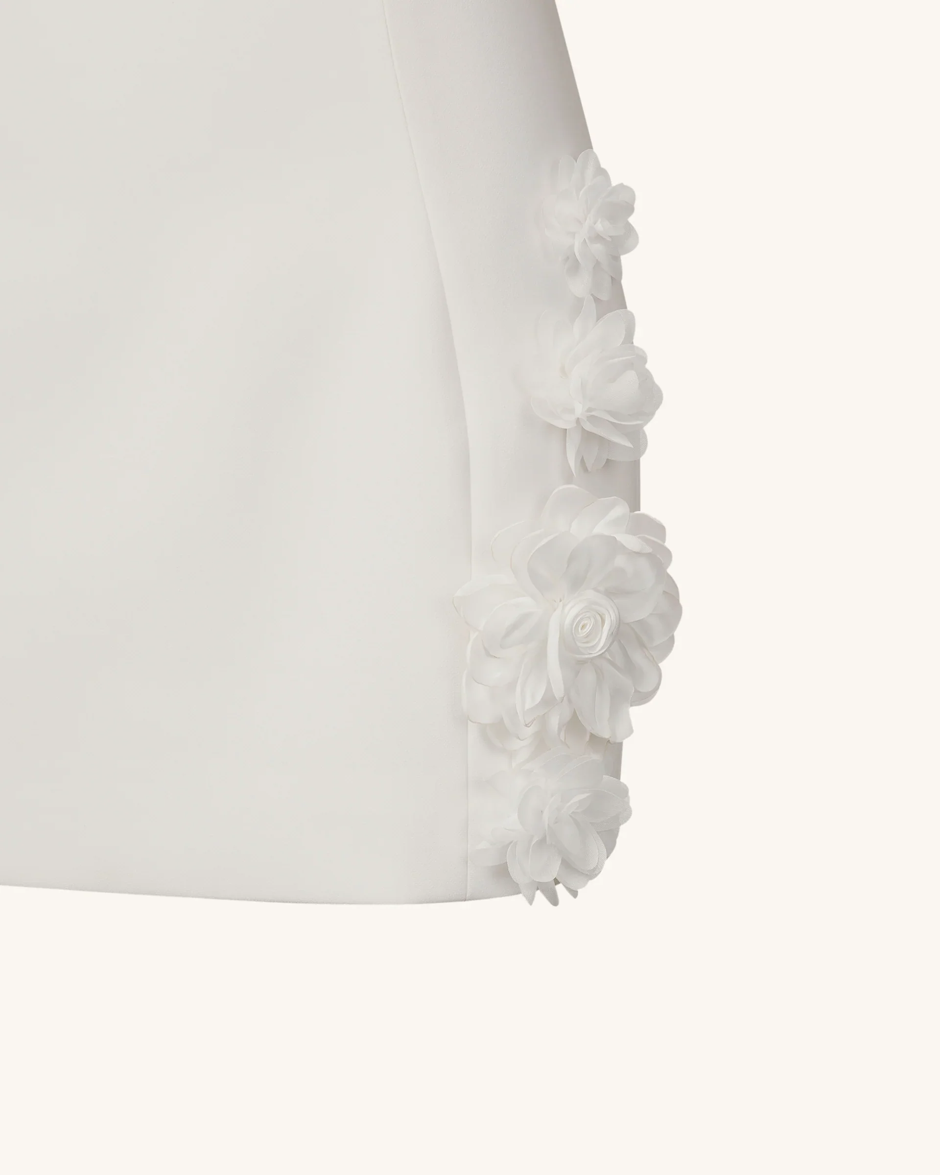 Elaina White Rosette Applique Mini Dress - White - luluinthesky