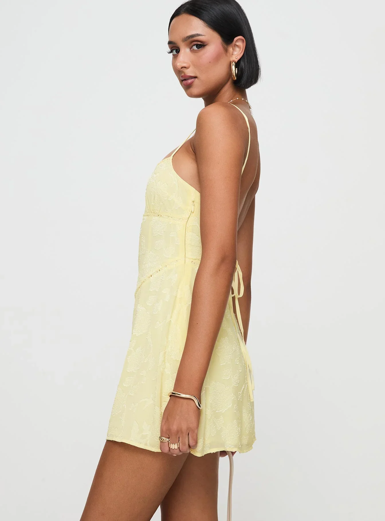South Of France Mini Dress Yellow - luluinthesky