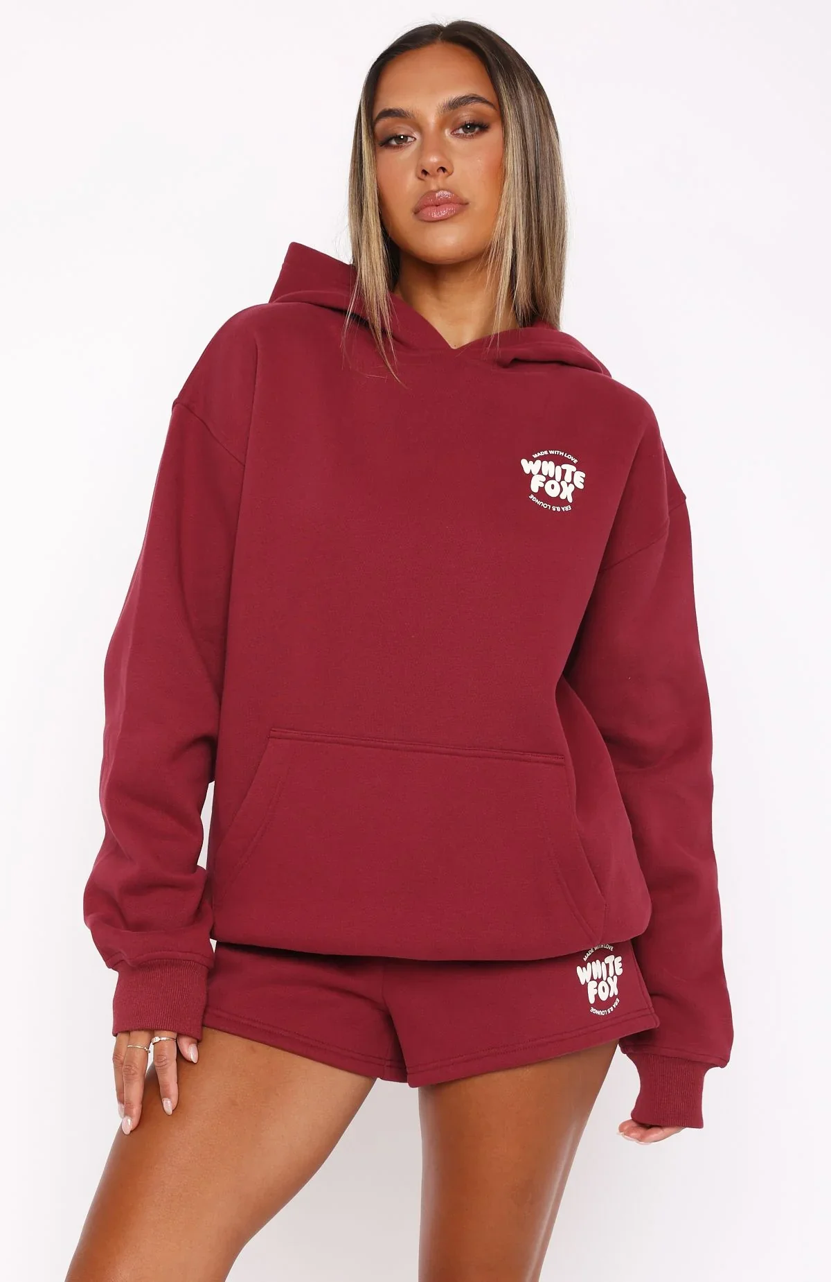 With Love For You Oversized Hoodie Burgundy - luluinthesky
