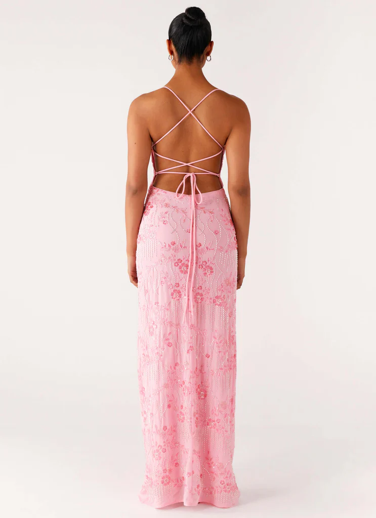 Vietta Sequin Cami Maxi Dress - Pink - luluinthesky