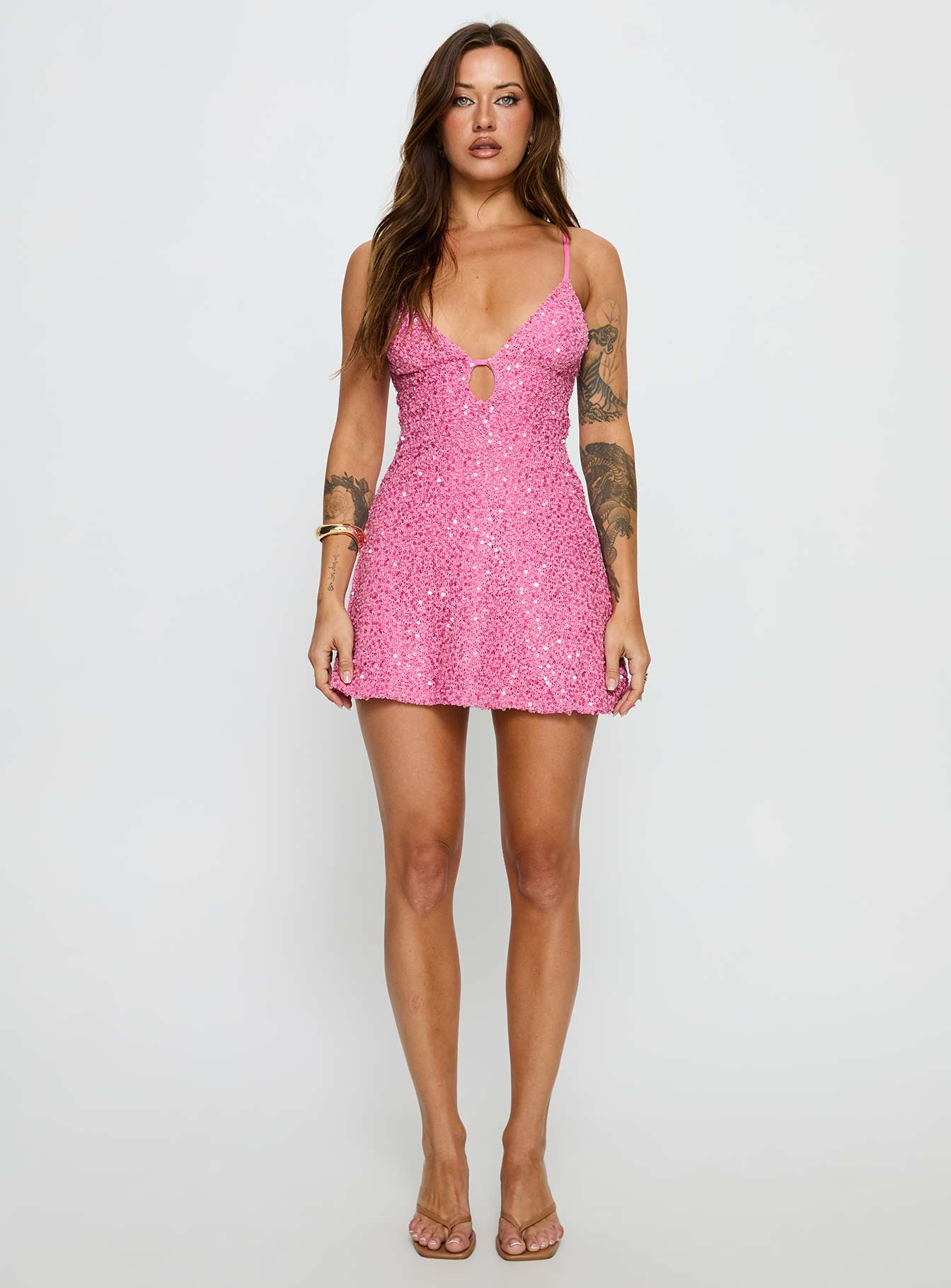 Feel The Vibrations Sequin Mini Dress Hot Pink - luluinthesky