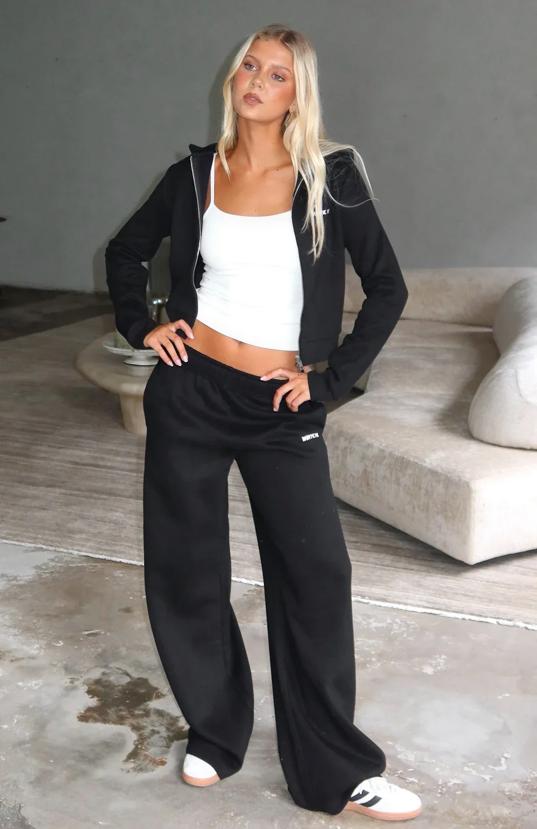 Comfy And Cute Wide Leg Sweatpants Black - luluinthesky