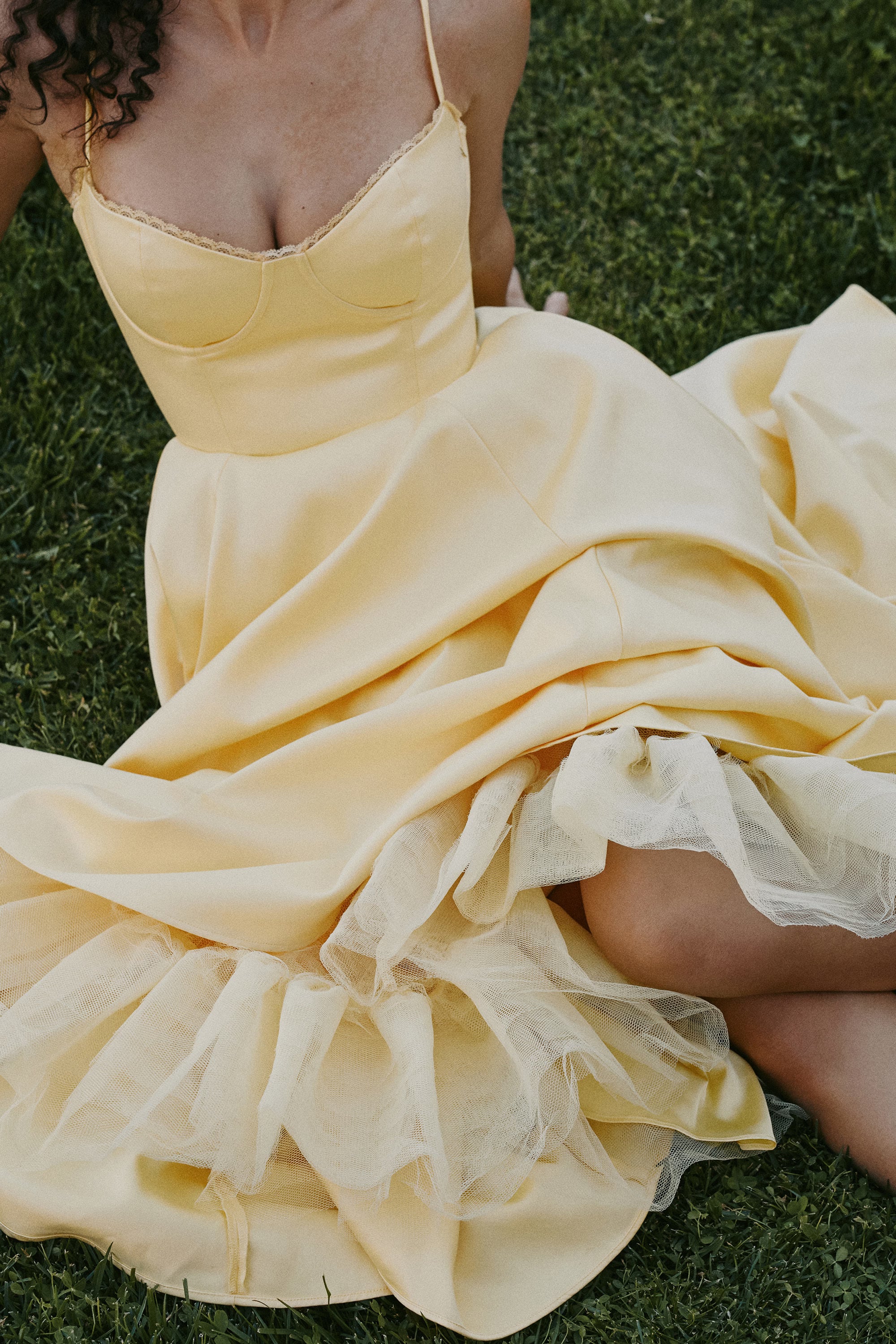 Sunshine Yellow Satin Tulle Midi Dress - luluinthesky