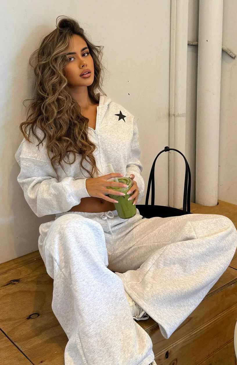 From The Archives Charli Cropped Zip Front Hoodie Grey Marle - luluinthesky