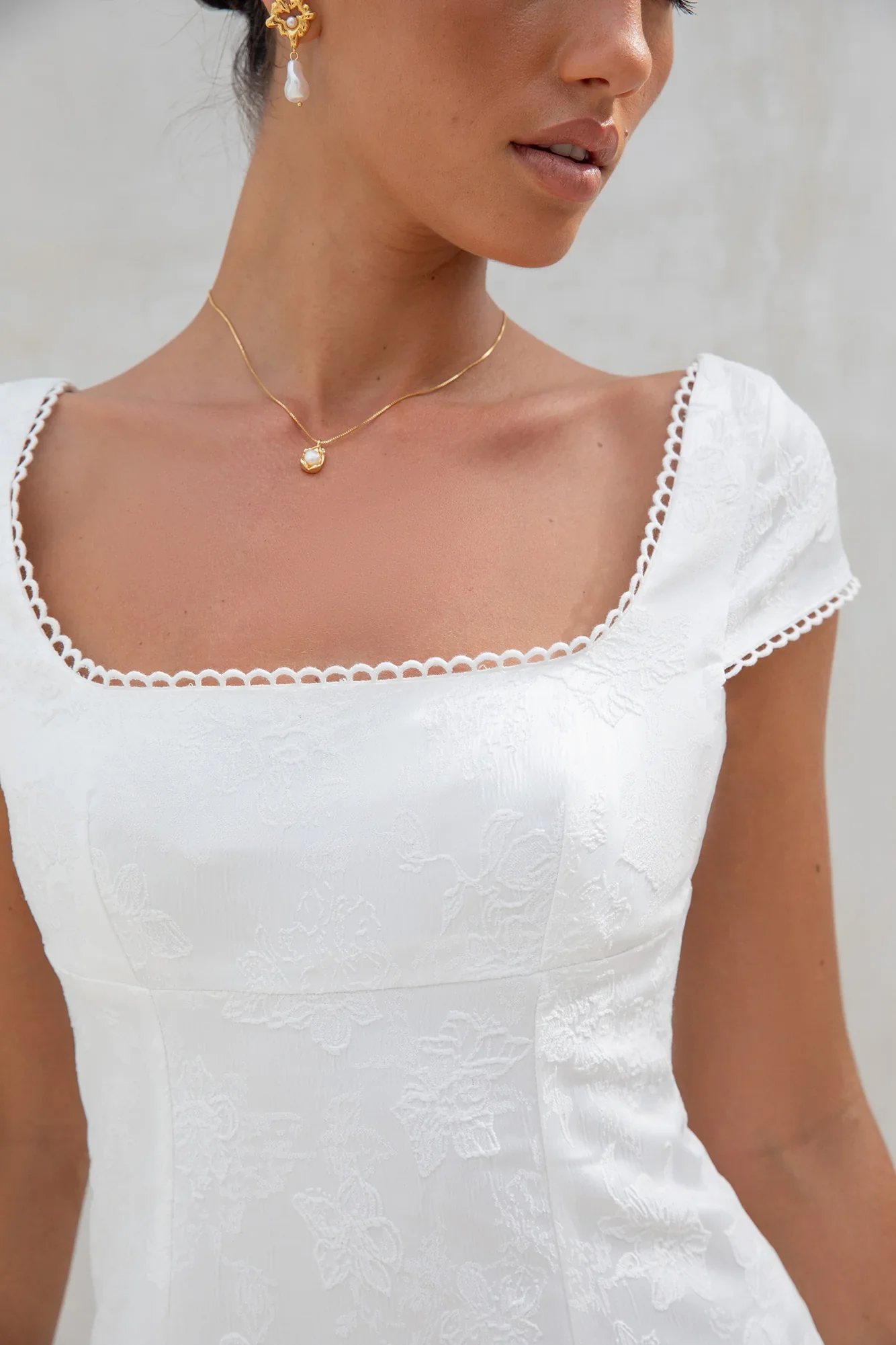 Bon Voyage Mini Dress Cream - luluinthesky