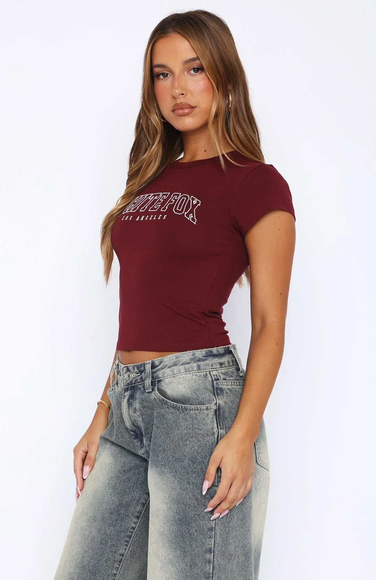 Let's Get Started Baby Tee Burgundy - luluinthesky