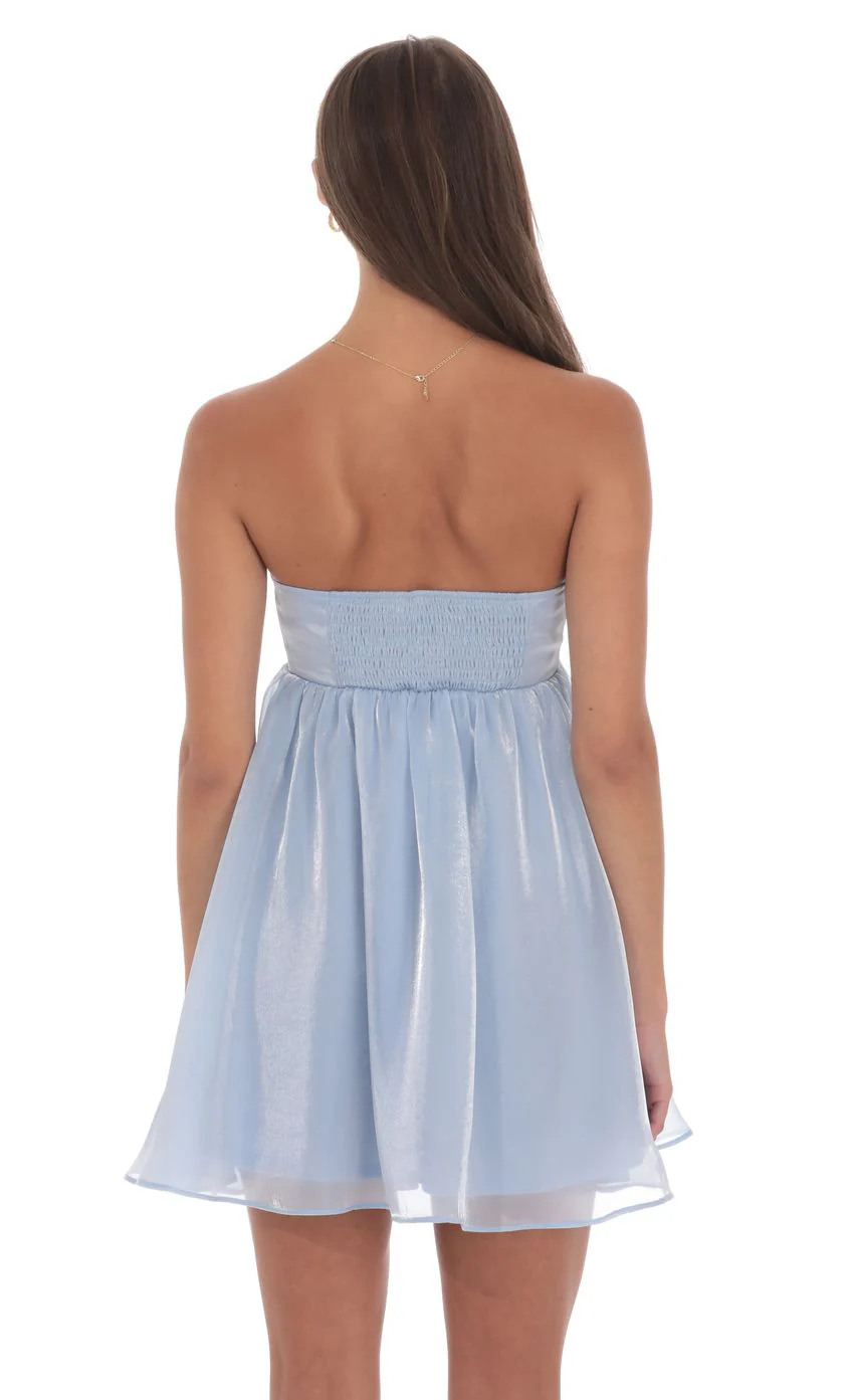 Strapless Florette Babydoll Dress in Icy Blue - luluinthesky