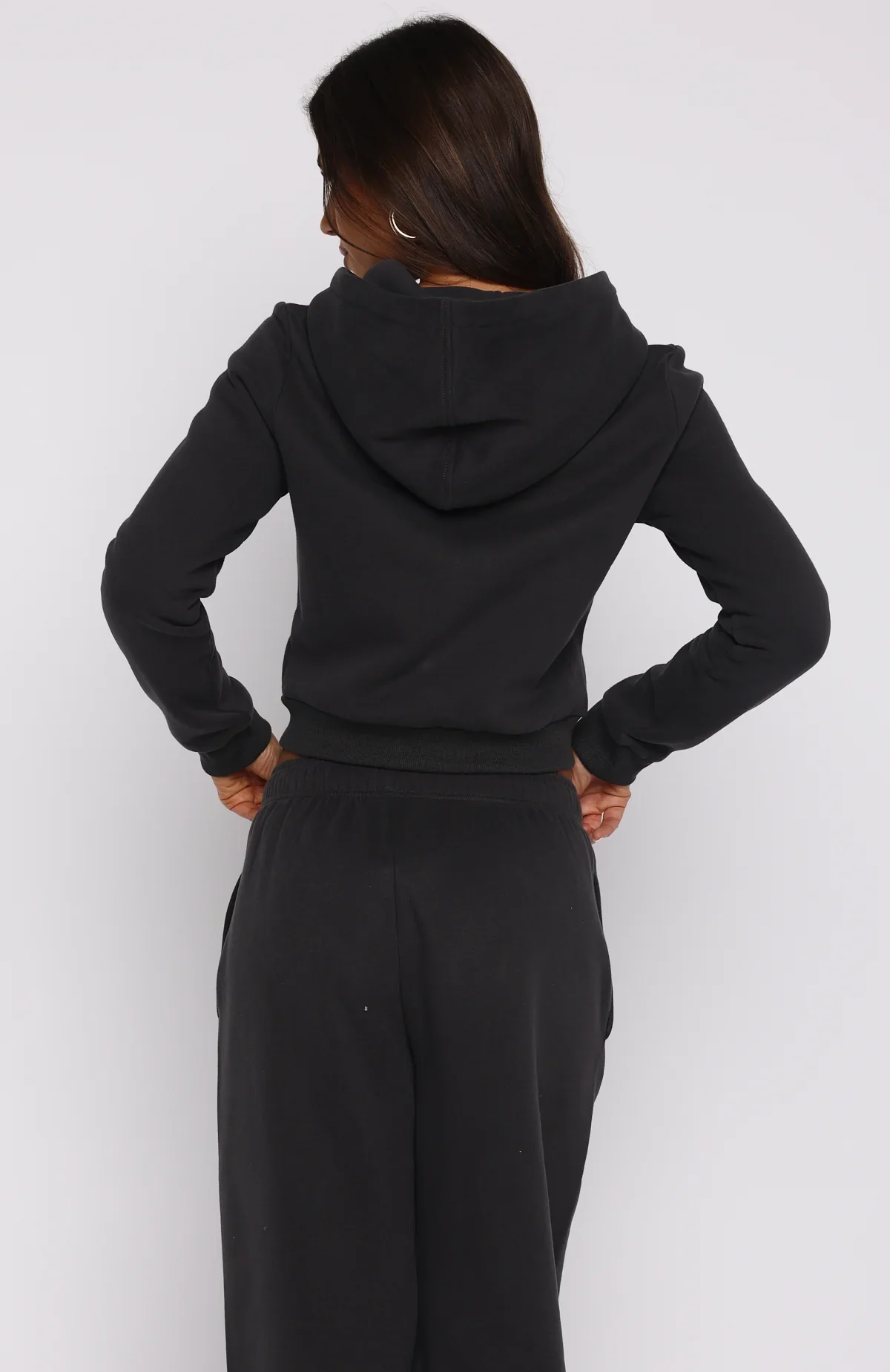 Comfy And Cute Slim Zip Front Hoodie Charcoal - luluinthesky
