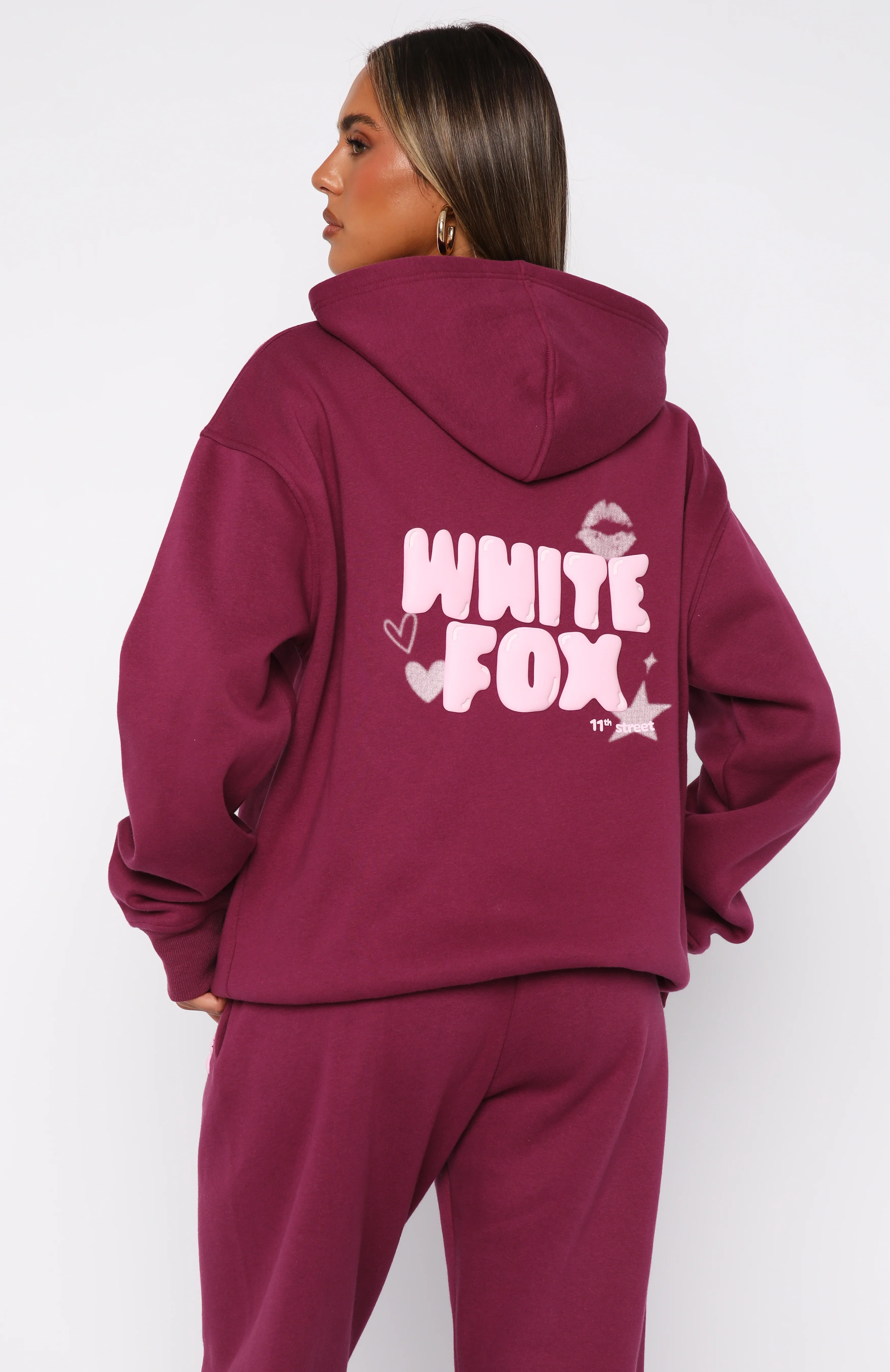 11th Street Sweet Kisses Oversized Hoodie Very Berry - luluinthesky