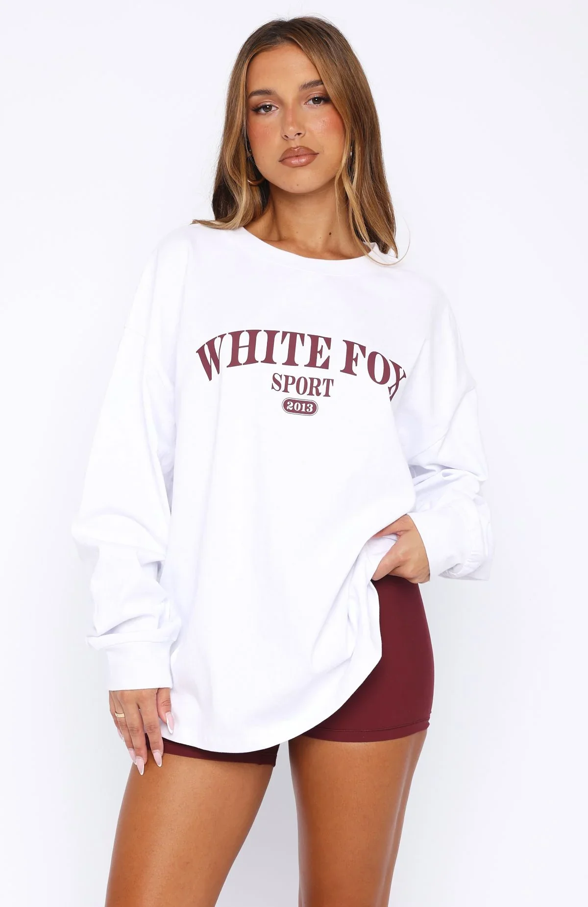 Stand With You Long Sleeve Oversized Tee White - luluinthesky