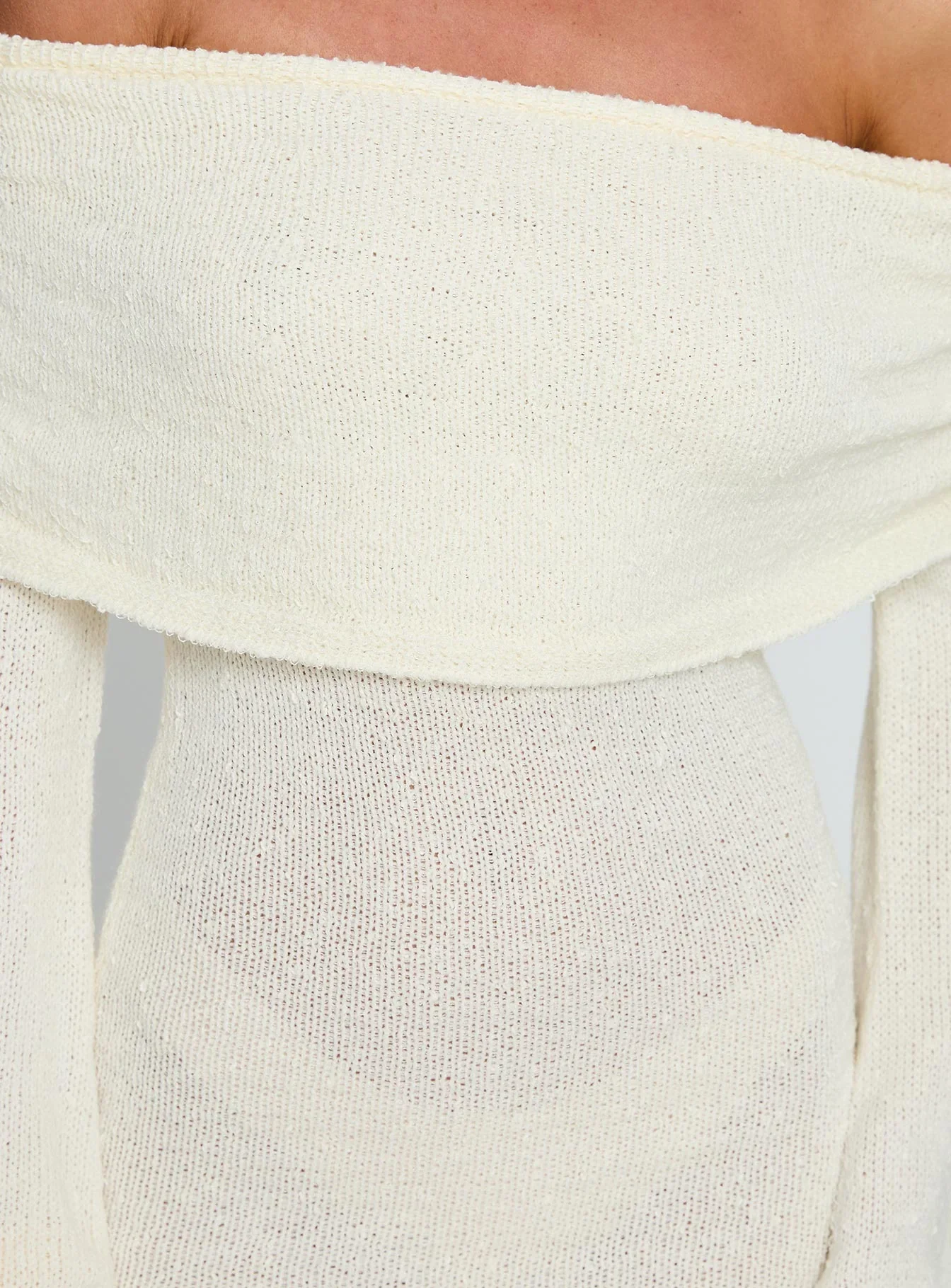 Chanellie Long Sleeve Knit Mini Dress Cream - luluinthesky