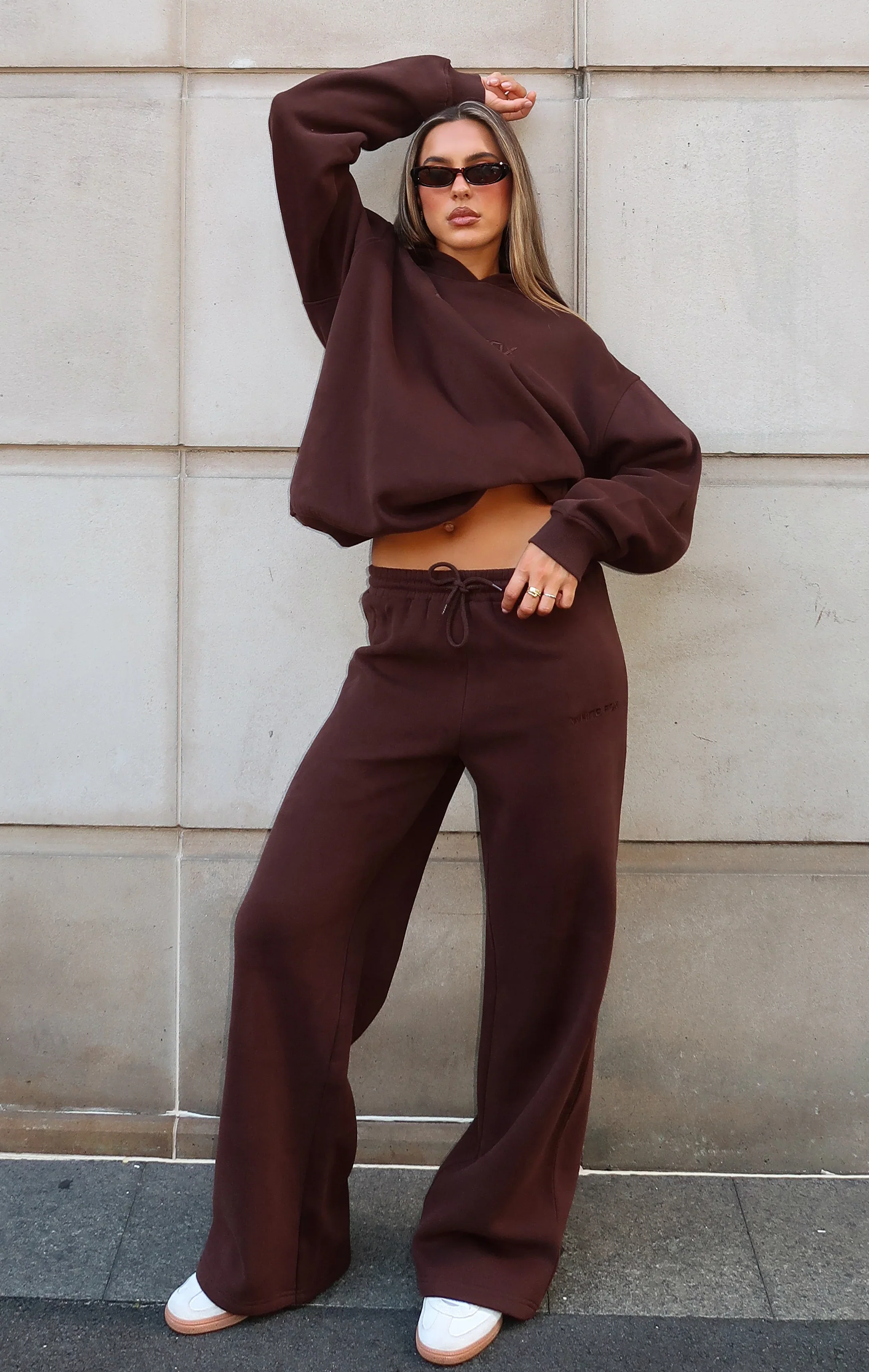 Stay Lifted Wide Leg Sweatpants Bitter Chocolate - luluinthesky