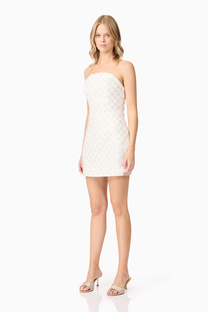 Lola Strapless Mini Dress in White - luluinthesky