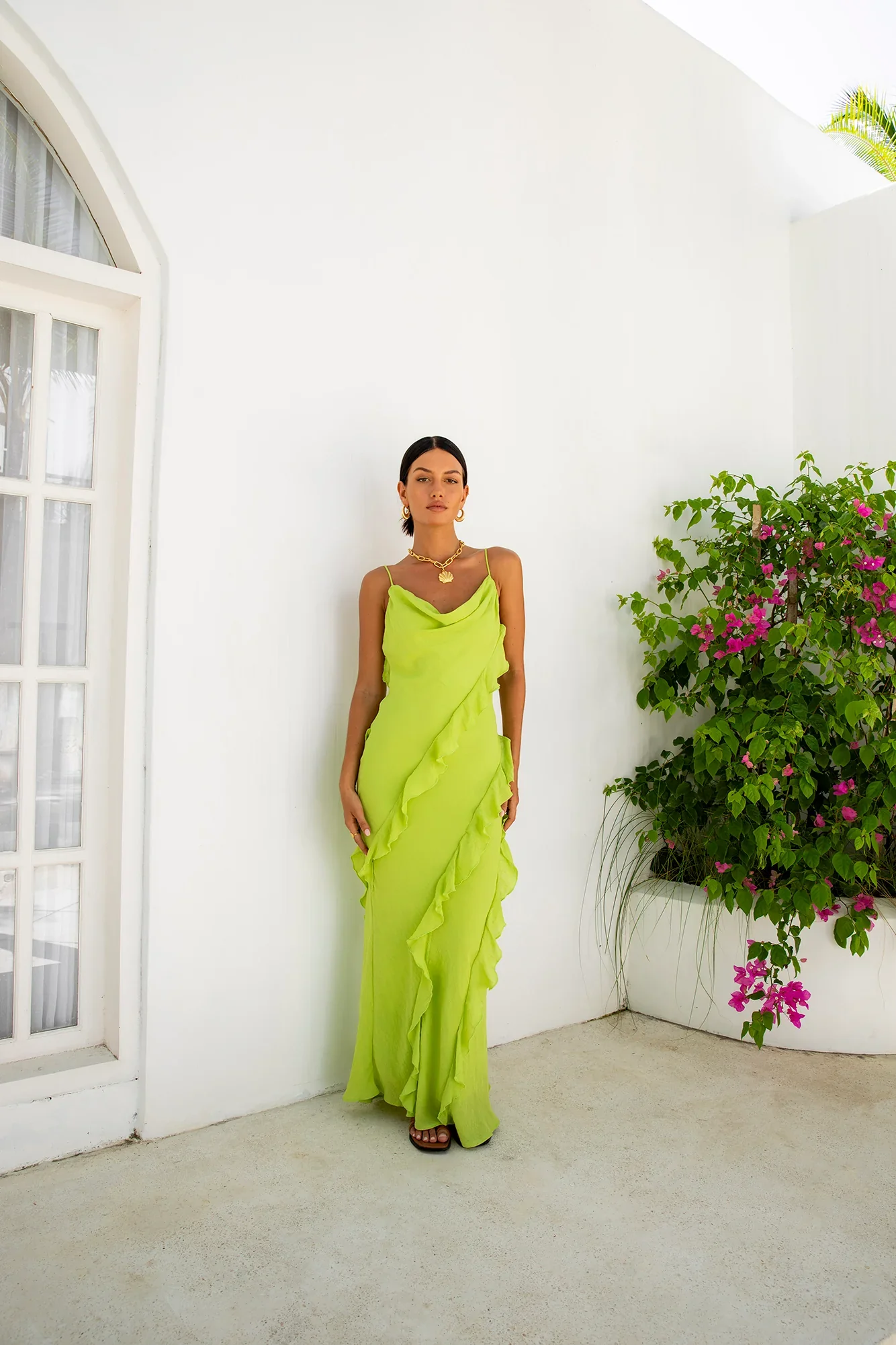 Romantic Flare Maxi Dress Green - luluinthesky