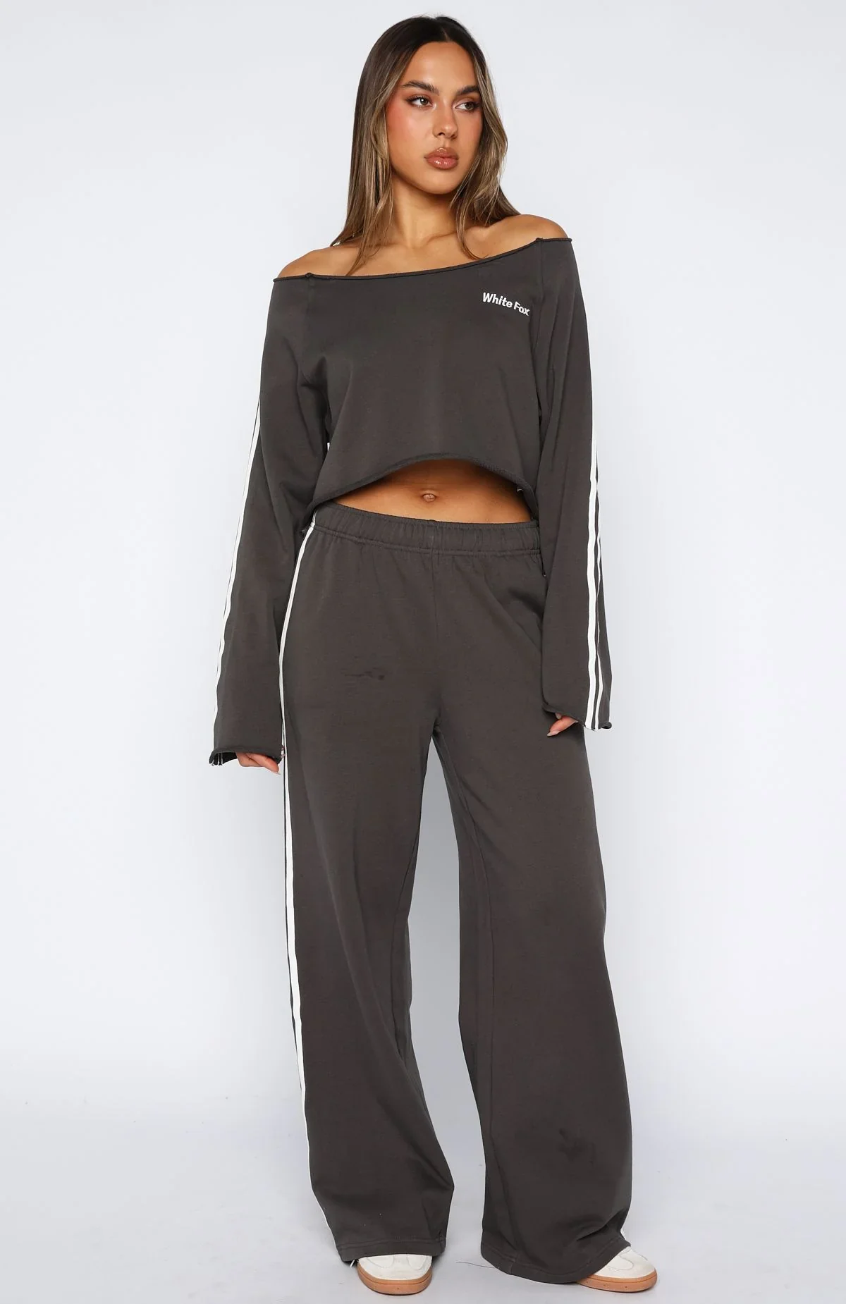 Star Student Wide Leg Sweatpants Charcoal - luluinthesky