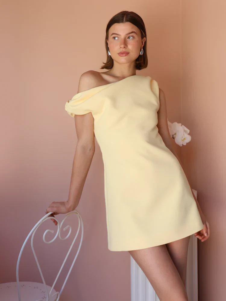 By Nicola Aurelie Mini Dress in Lemon - luluinthesky