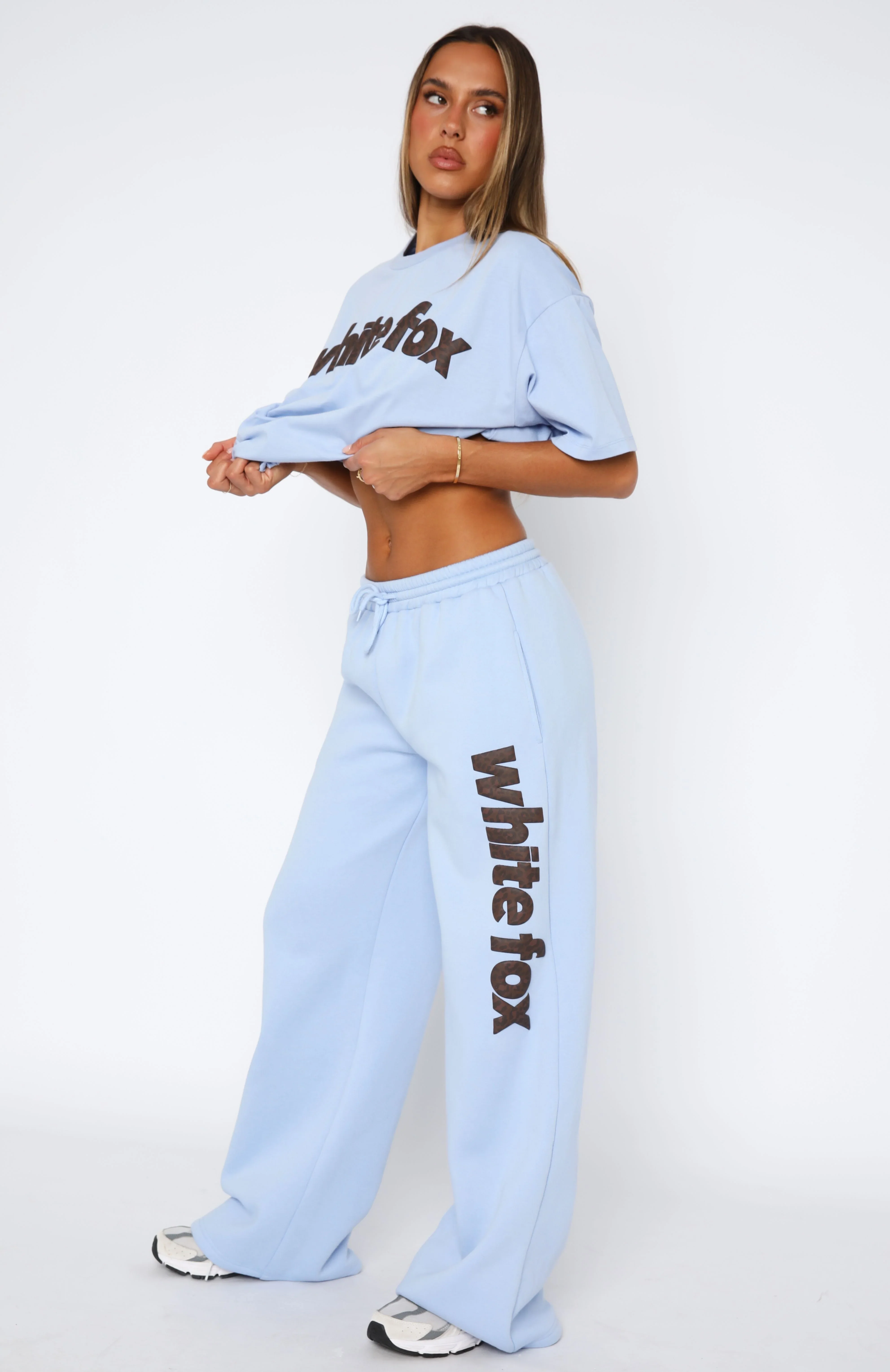 From The Archives Allora Wide Leg Sweatpants Blue - luluinthesky