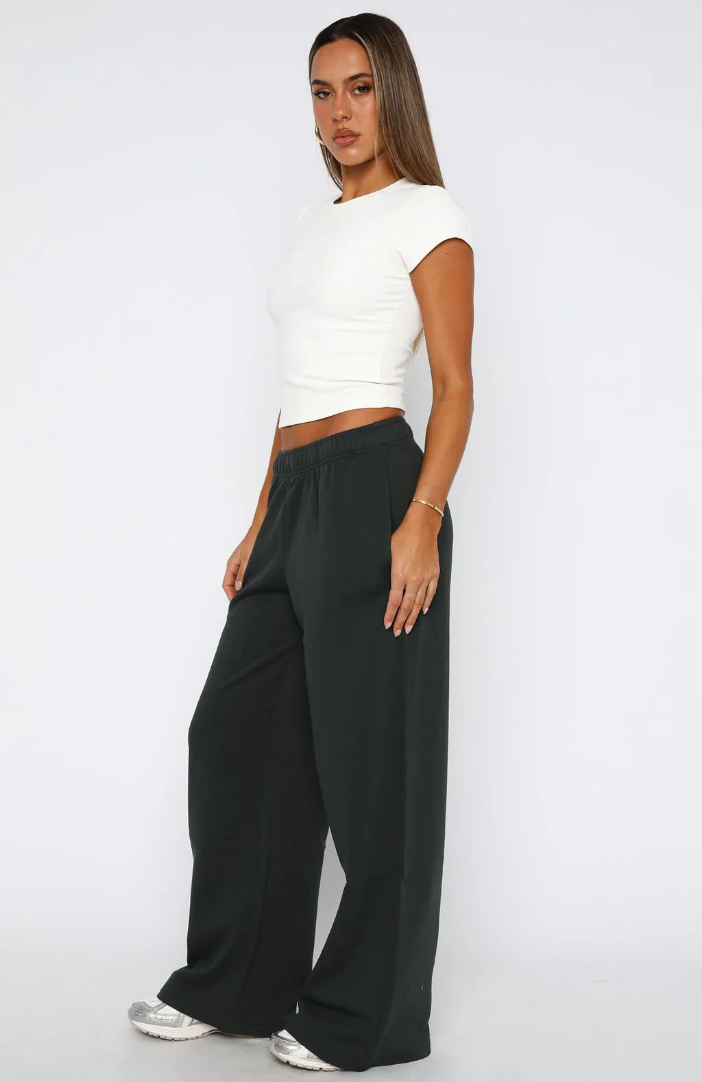 Give It A Rest Wide Leg Sweatpants Forest Green - luluinthesky