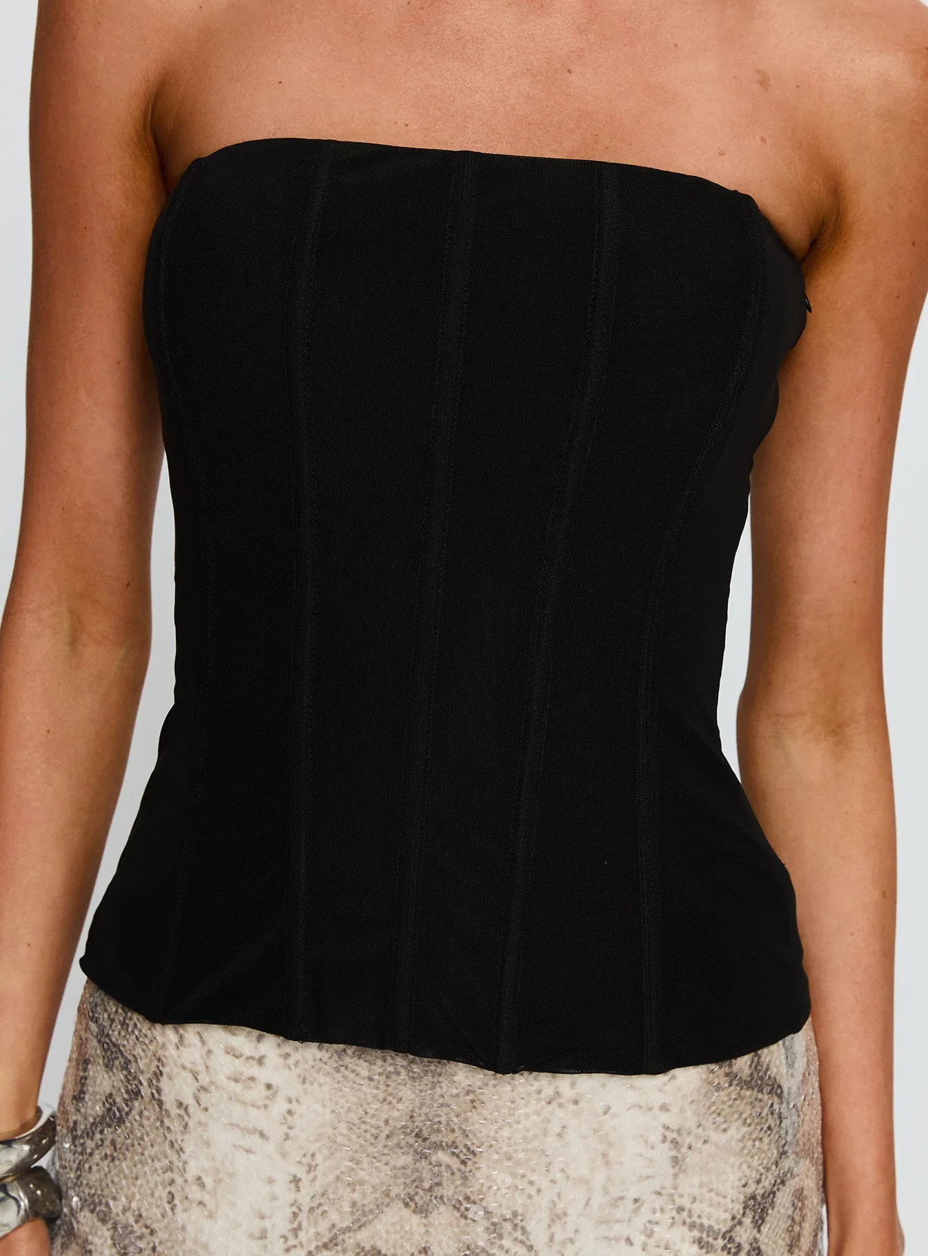 Taneka Strapless Corset Top Black - luluinthesky