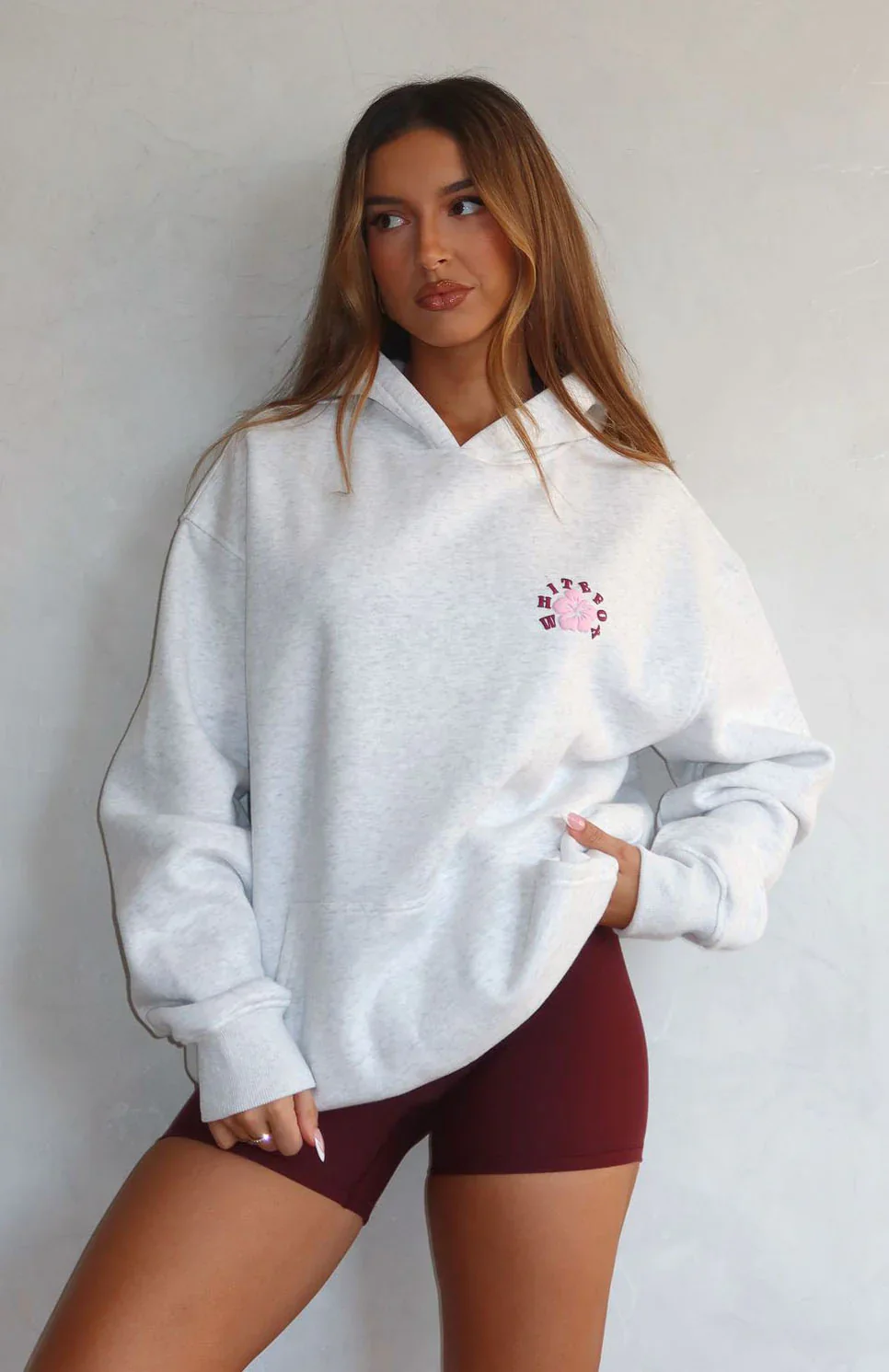 Keep Blooming Oversized Hoodie Grey Marle - luluinthesky
