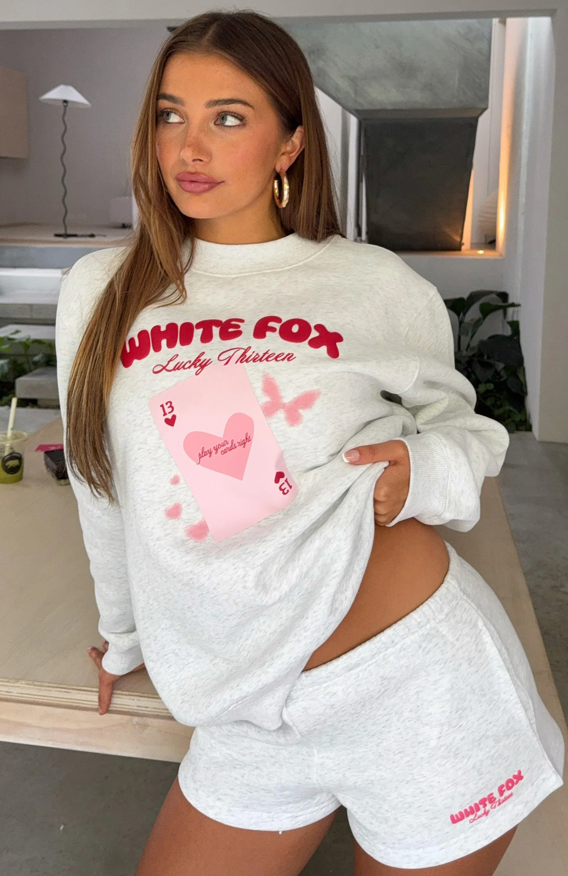 Lucky Thirteen Stephanie Lounge Shorts Grey Marle - luluinthesky