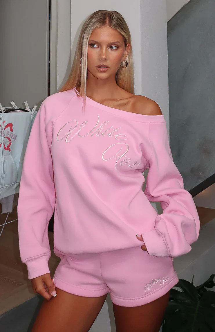 Lucky Thirteen Elsa Off Shoulder Sweater Candy Pink - luluinthesky