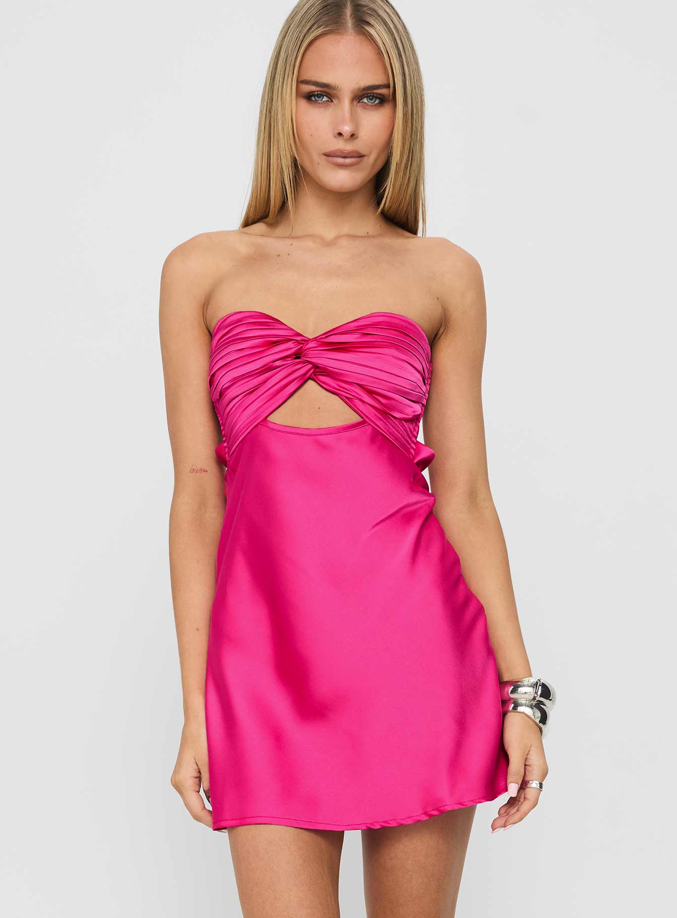 Shellie Mini Dress Hot Pink - luluinthesky