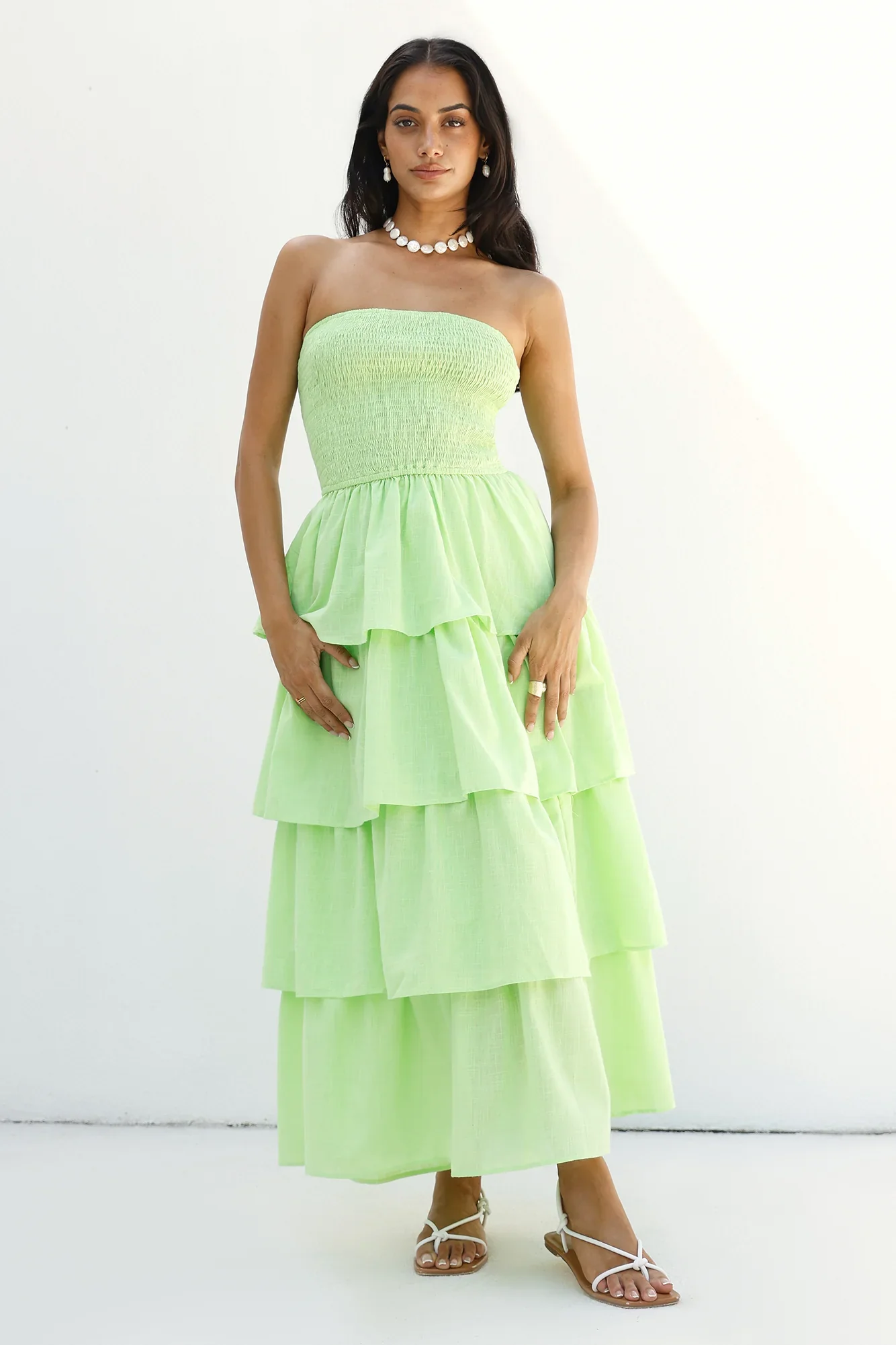 Glass Slipper Strapless Maxi Dress Green - luluinthesky