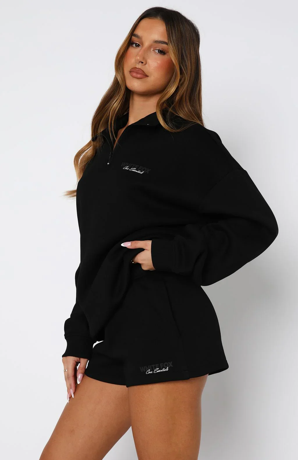 Core Essentials Zip Sweater Black - luluinthesky