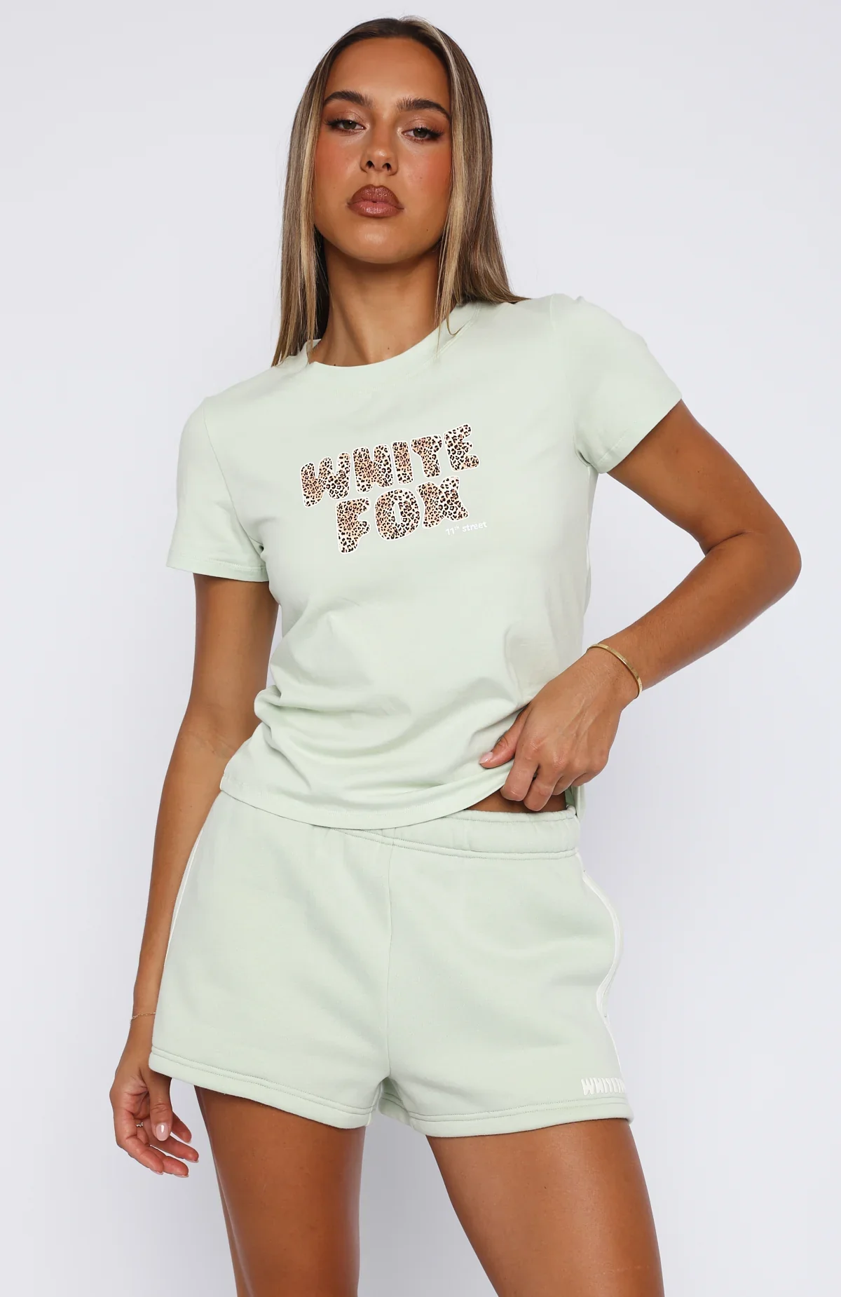 11th Street She's So Lucky Relaxed Baby Tee Iced Matcha - luluinthesky