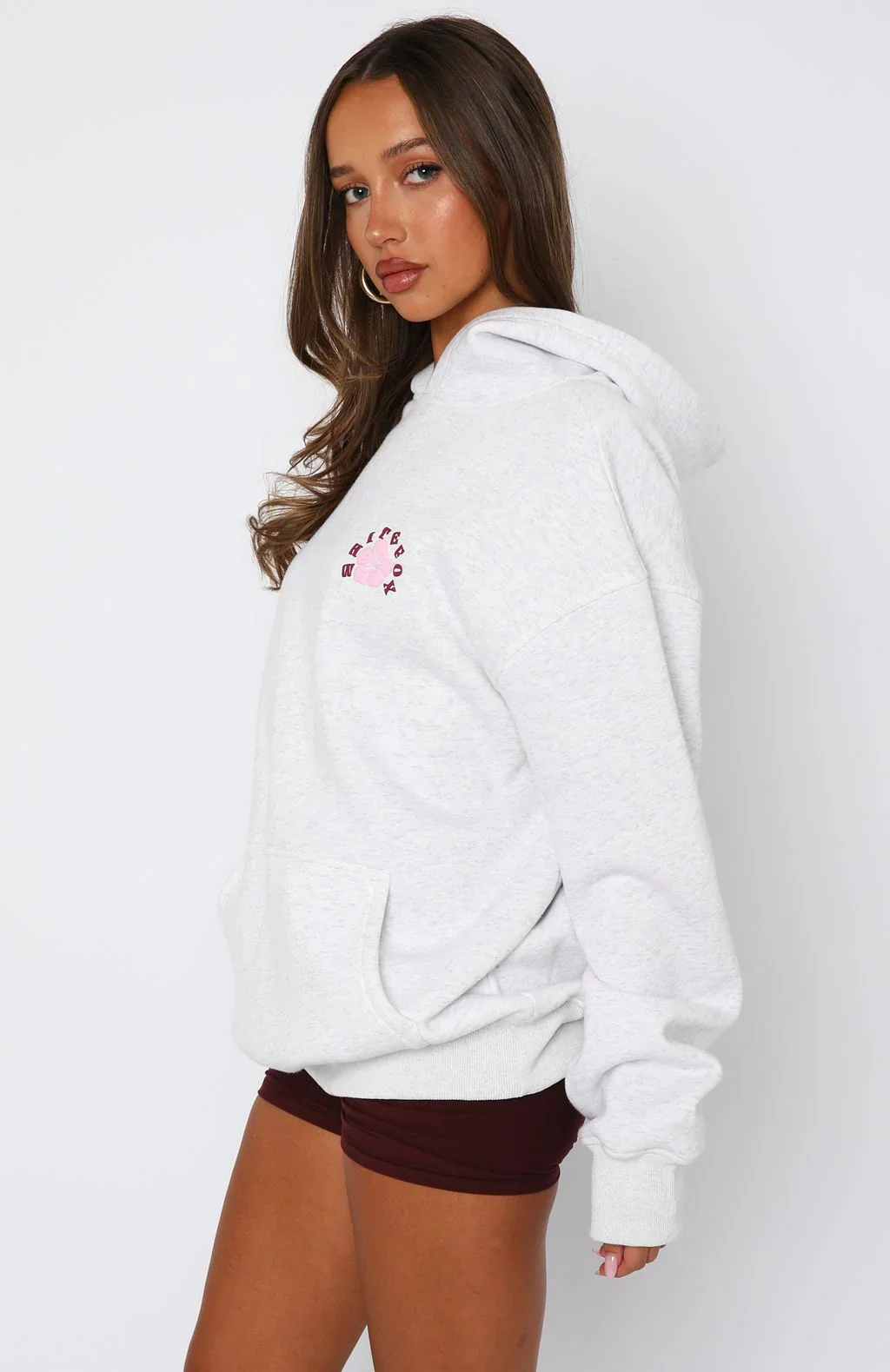 Keep Blooming Oversized Hoodie Grey Marle - luluinthesky