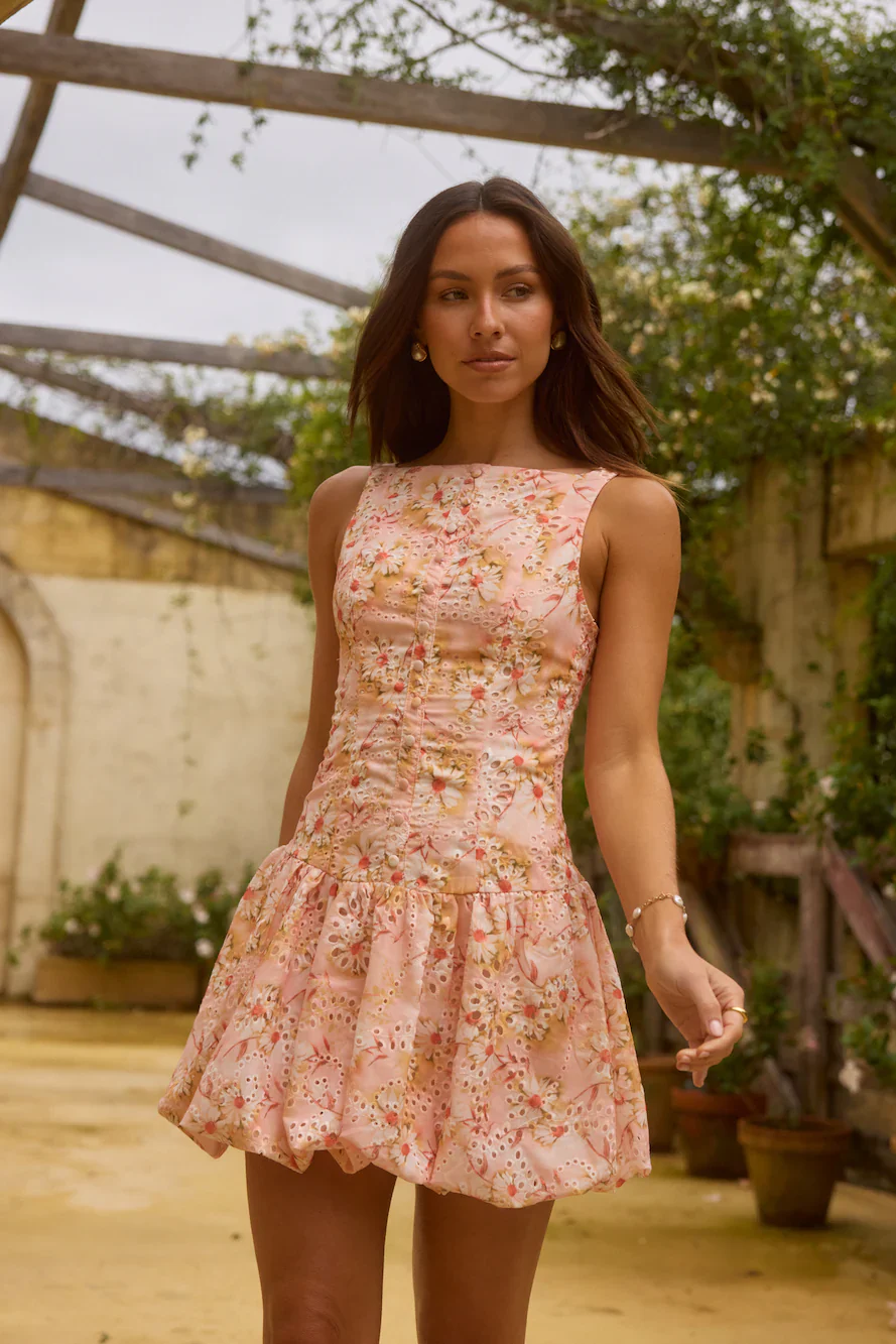 Heavenly Drift Floral Mini Dress Pink - luluinthesky