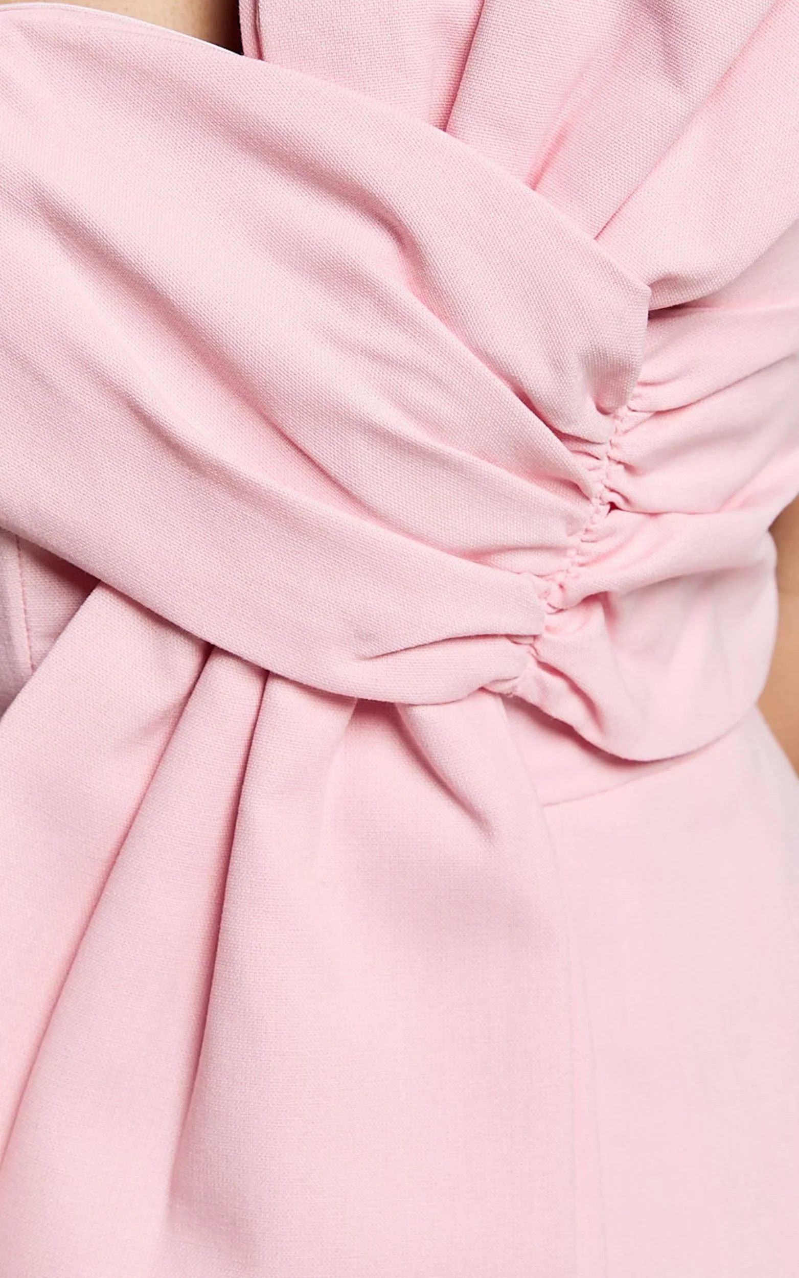 Chika Mini Dress Linen Strapless Front Bow Dress in Soft Pink - luluinthesky