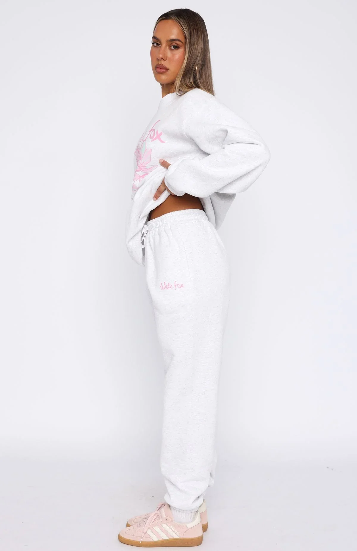 Pick You A Flower Sweatpants Grey Marle - luluinthesky