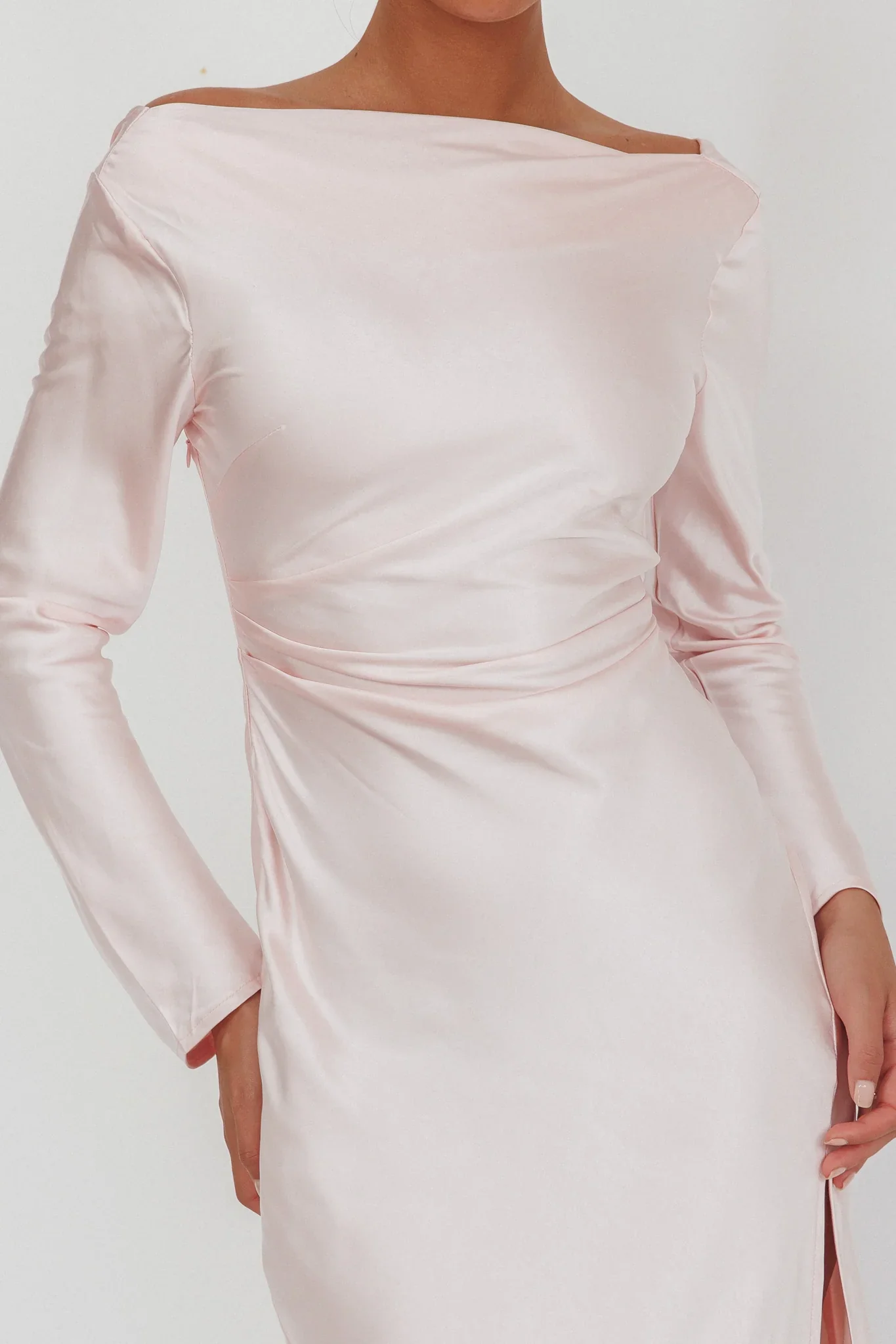 Loveland Long Sleeve Cowl Back Maxi Dress Pink - luluinthesky