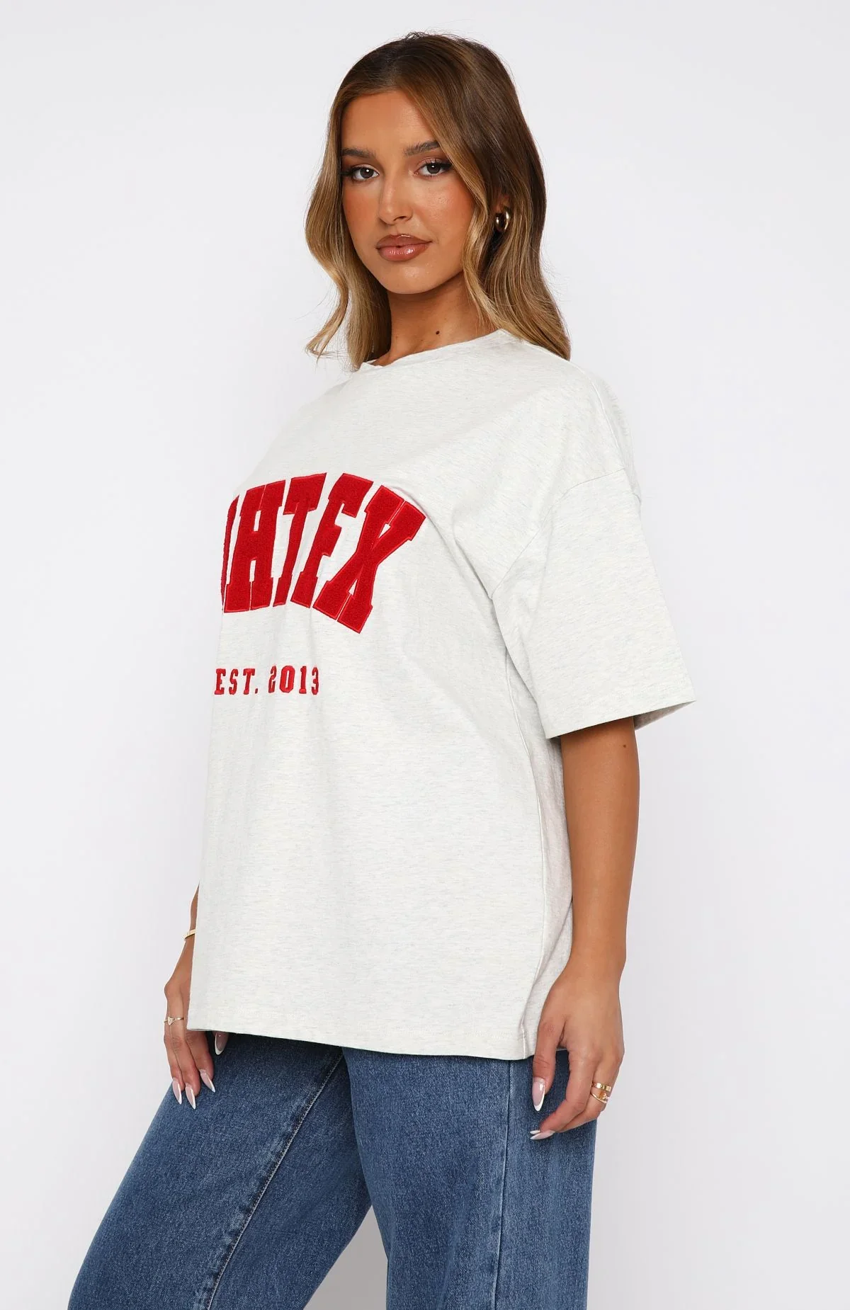 Give It Away Oversized Tee Grey Marle/Red - luluinthesky