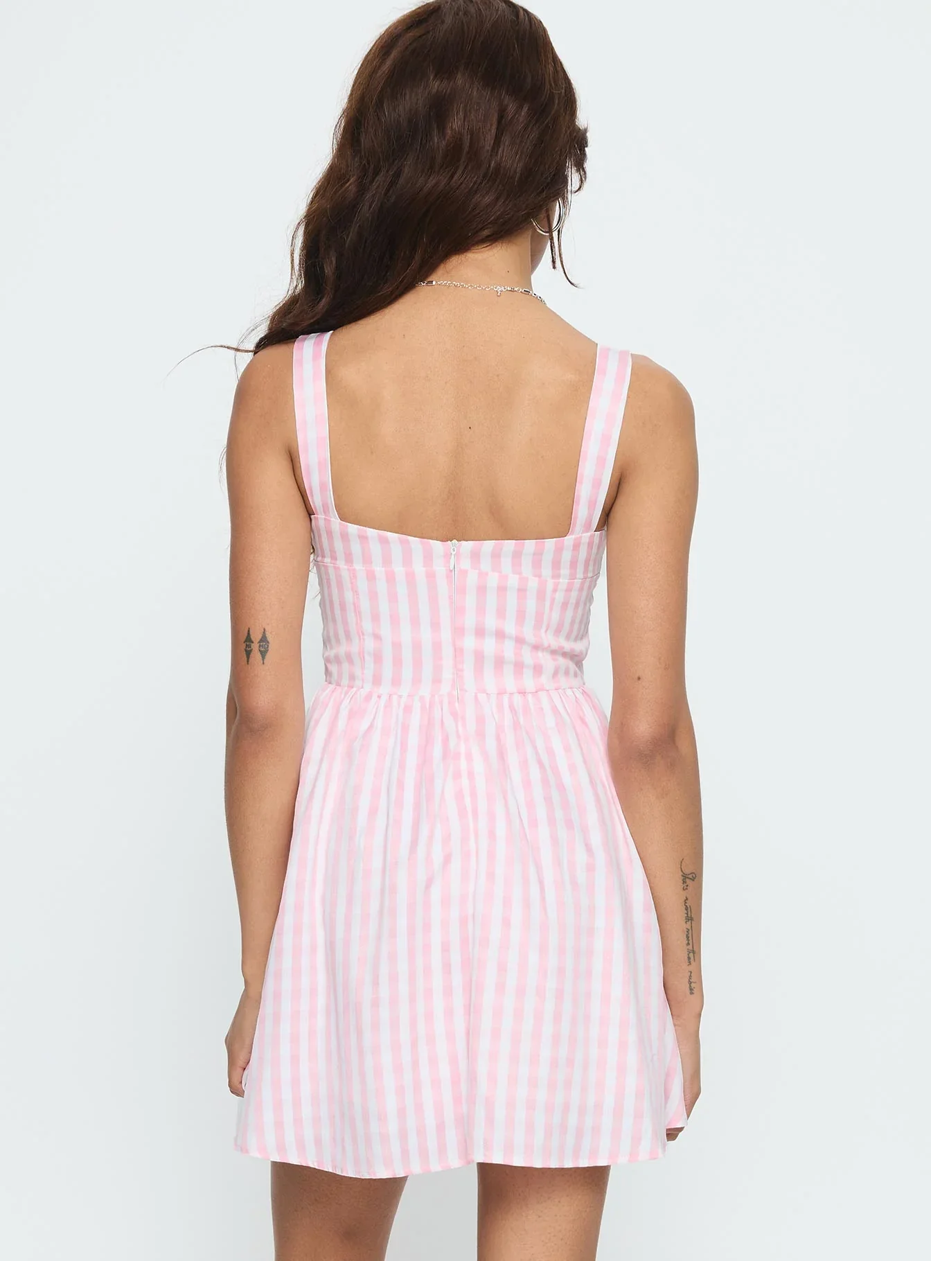 Yoselyn Pleat Mini Dress Pink Check - luluinthesky