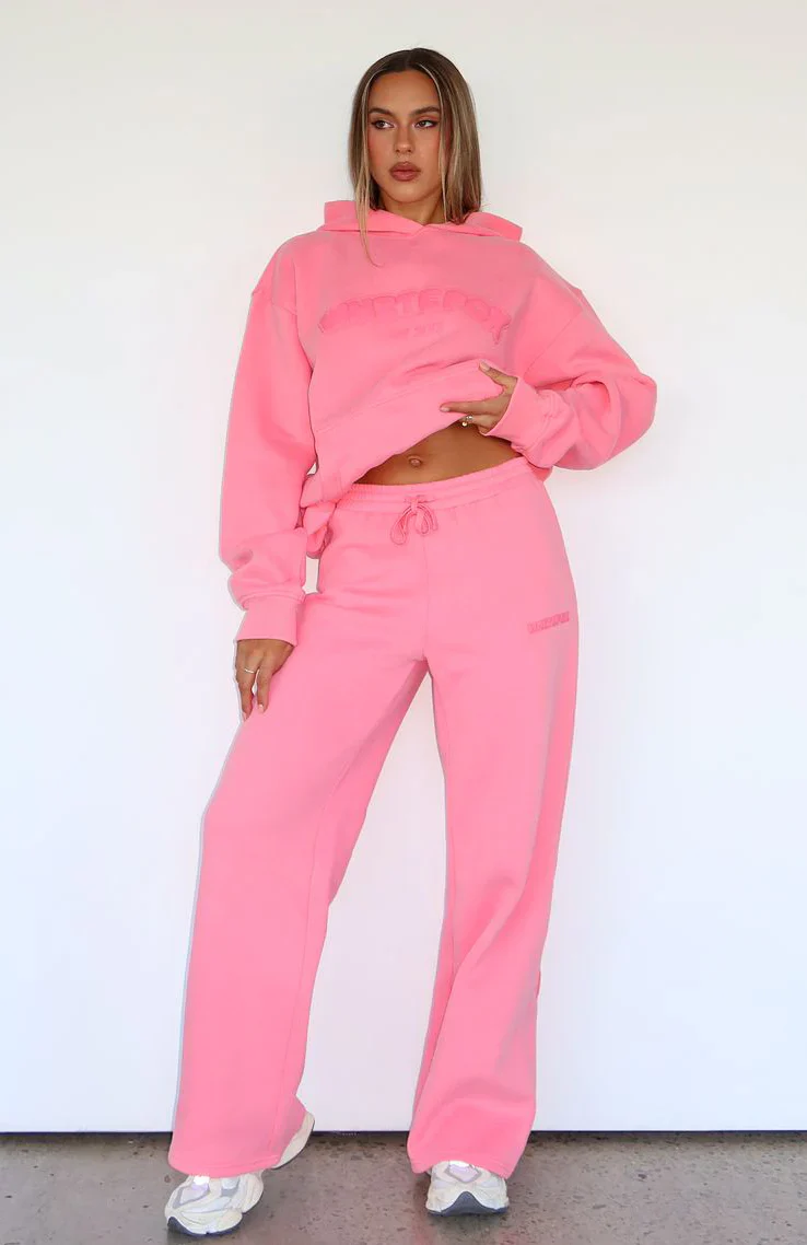 Don't Even Try Wide Leg Sweatpants Melon - luluinthesky