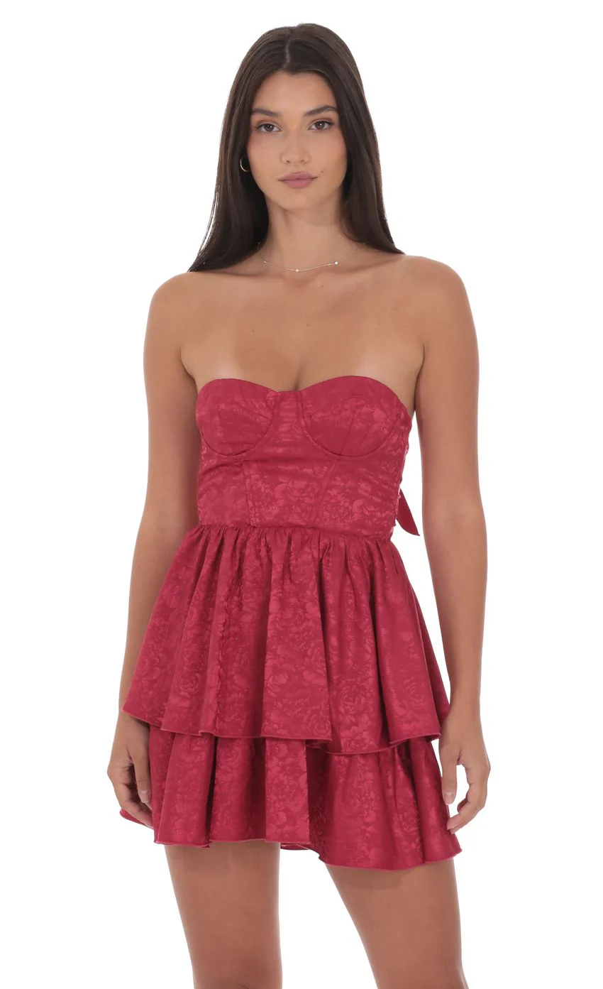 Jacquard Corset A-line Dress in Rose - luluinthesky