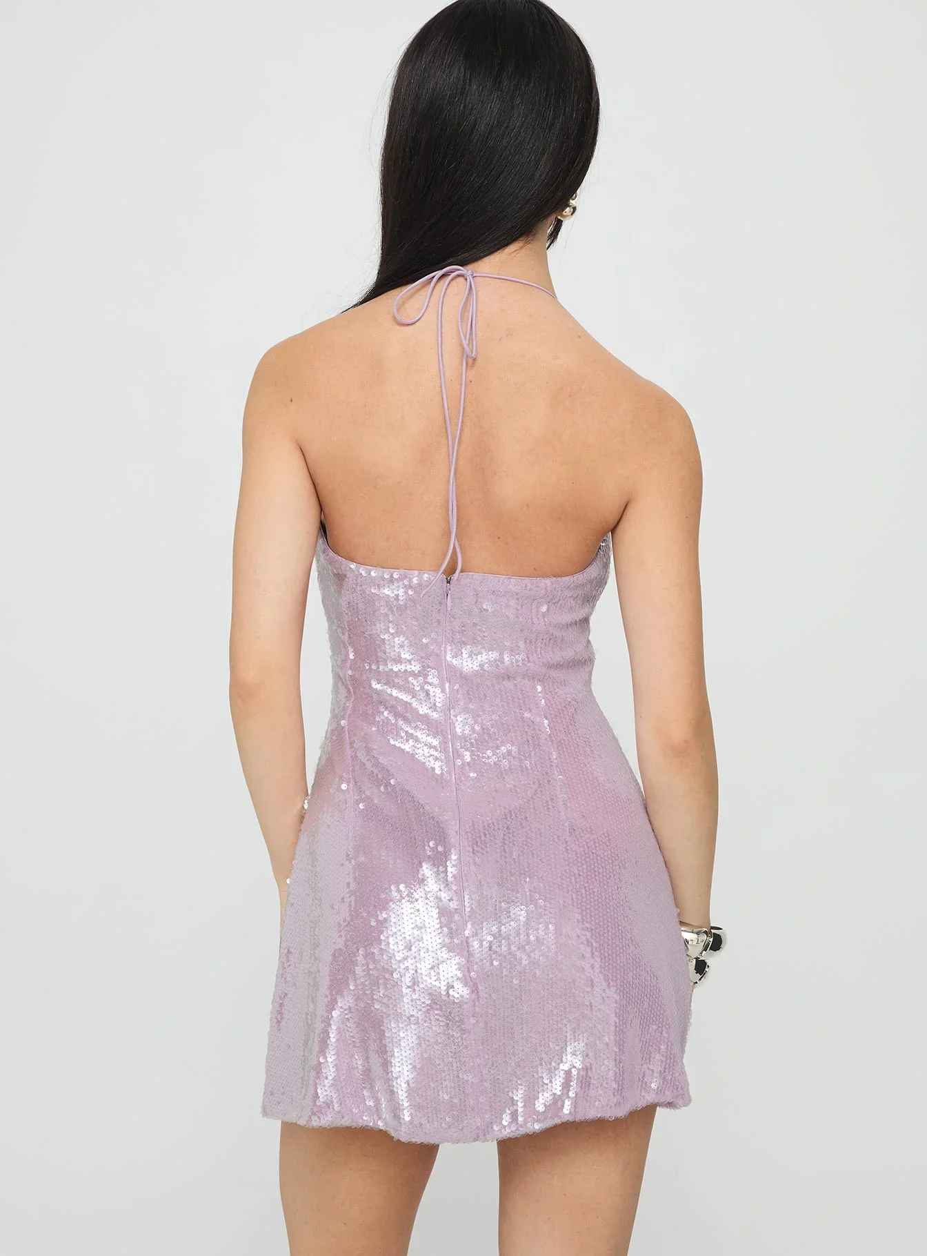 Moonchild Halter Mini Dress Lilac - luluinthesky