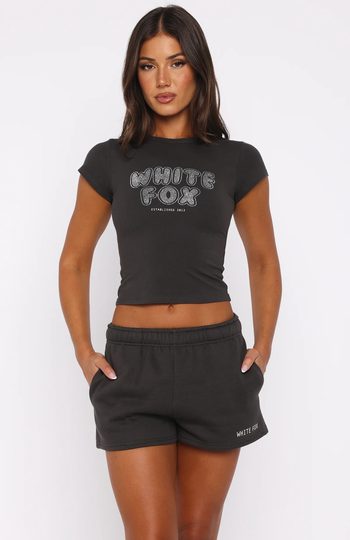 Forever Is Ours Baby Tee Charcoal - luluinthesky