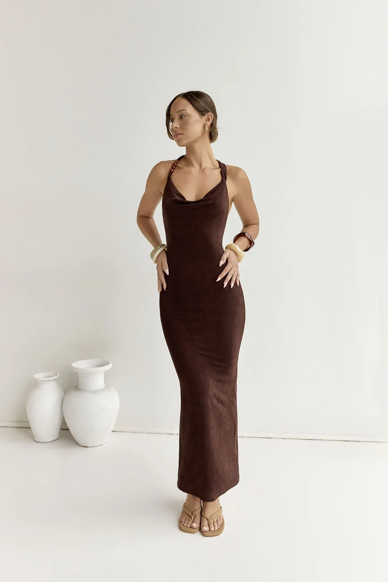 Enora Maxi Dress Espresso - luluinthesky