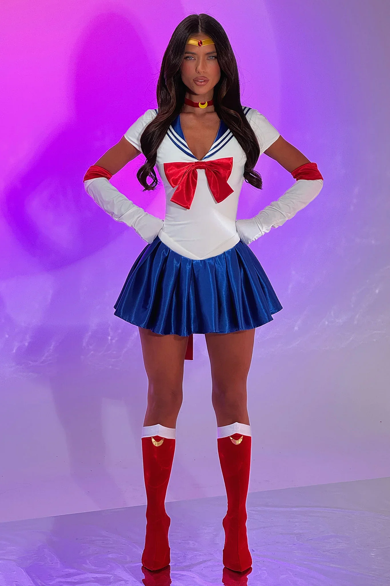 Moonlight Justice 2 Piece Set - White/Blue - luluinthesky