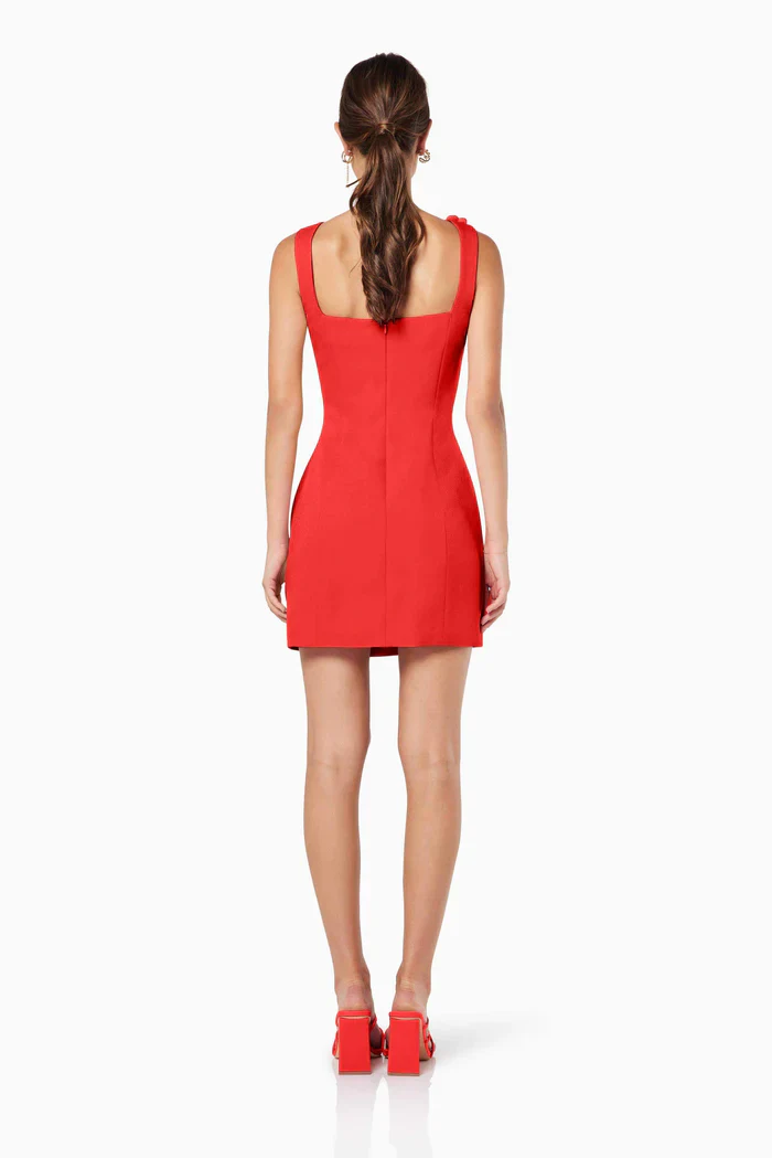 Trompe 3D Floral Mini Dress Red - luluinthesky