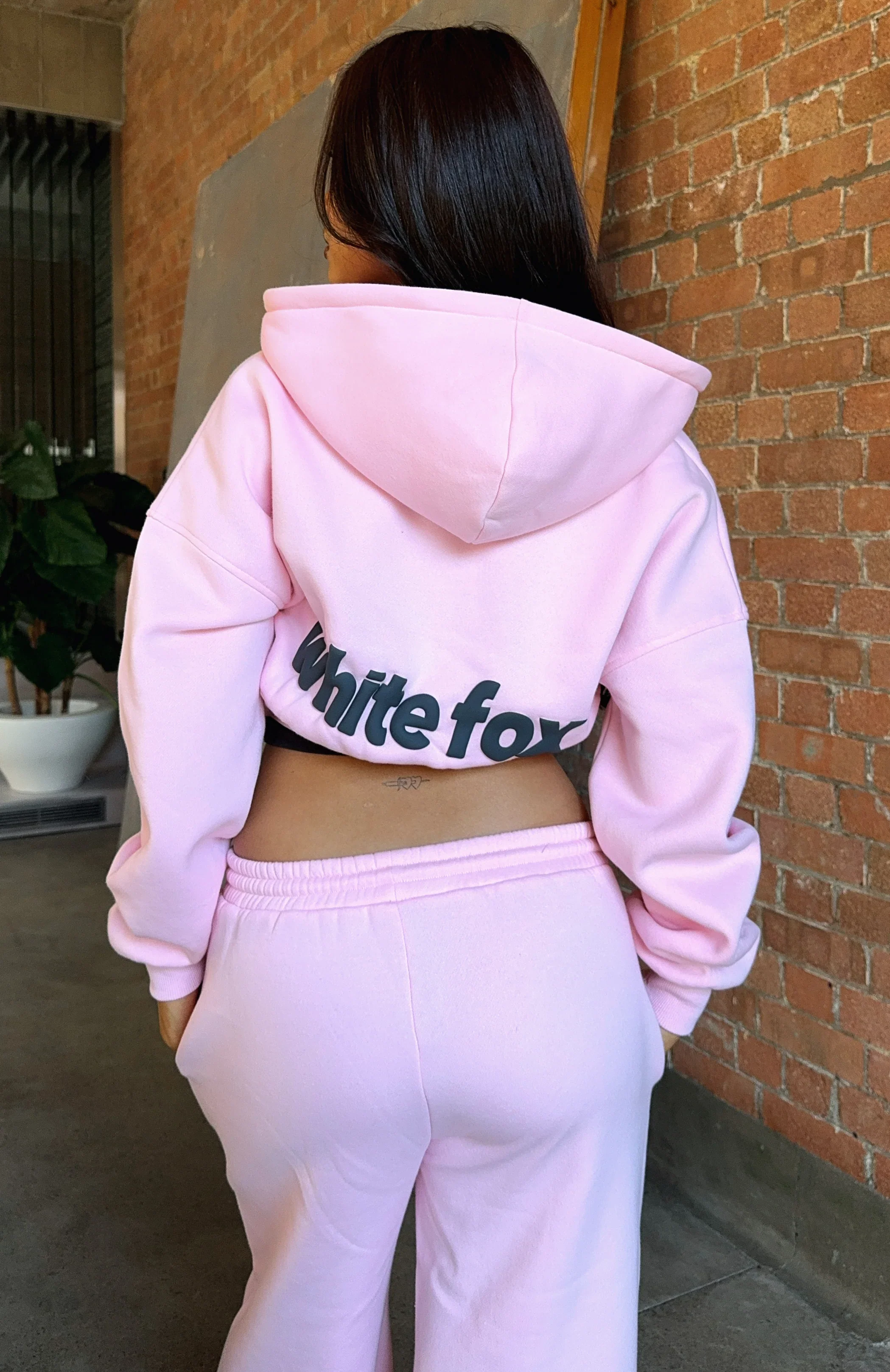 From The Archives Charli Cropped Zip Front Hoodie Pink - luluinthesky